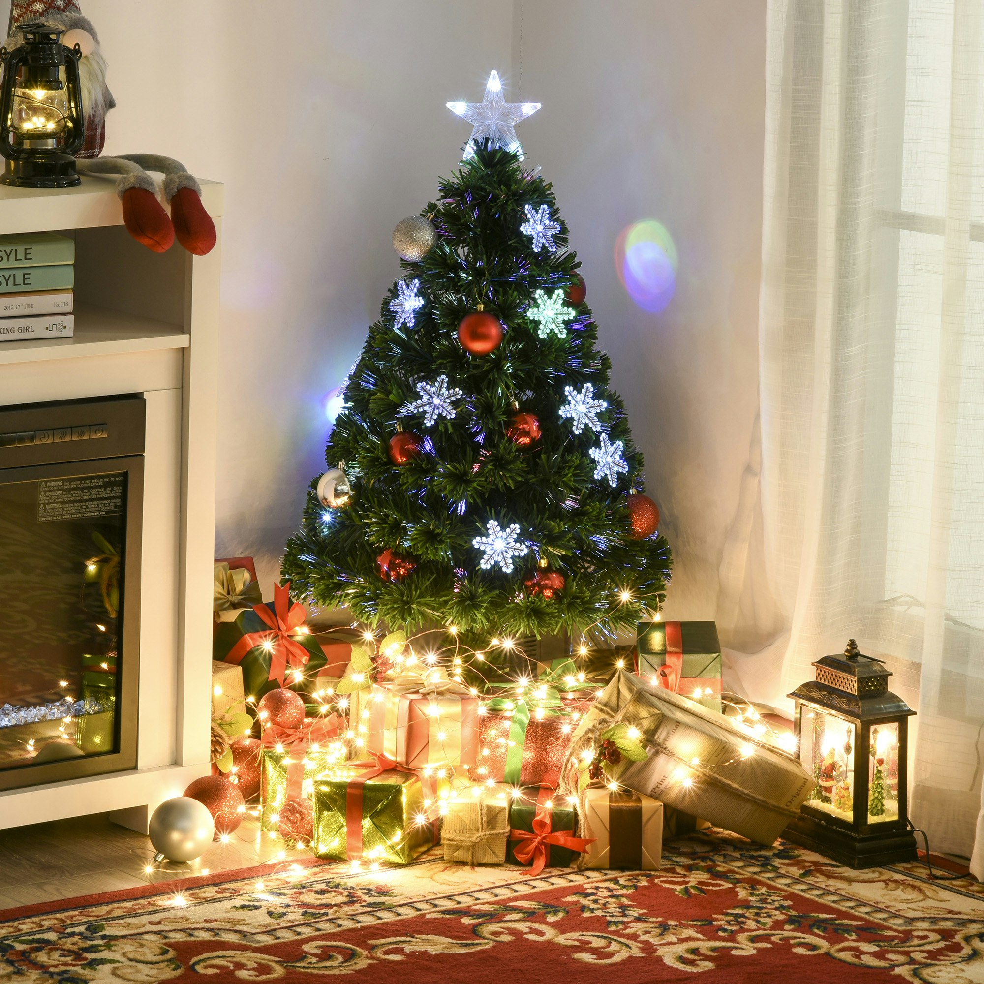 B&Q - 3Ft Green Fiber Optic Full Lights Christmas Tree Multi Led Stars - Image 3