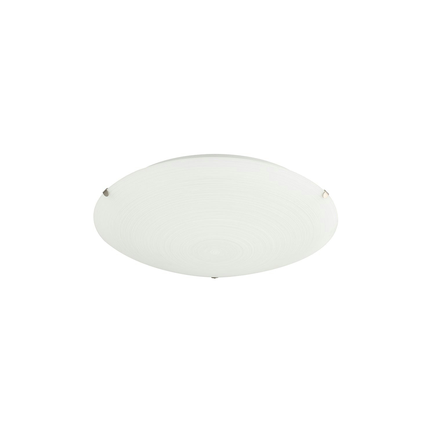 Rackhams White/Light Frosted Flush 25Cm Glass Ceiling Fitting With Soft Swirl Decoration