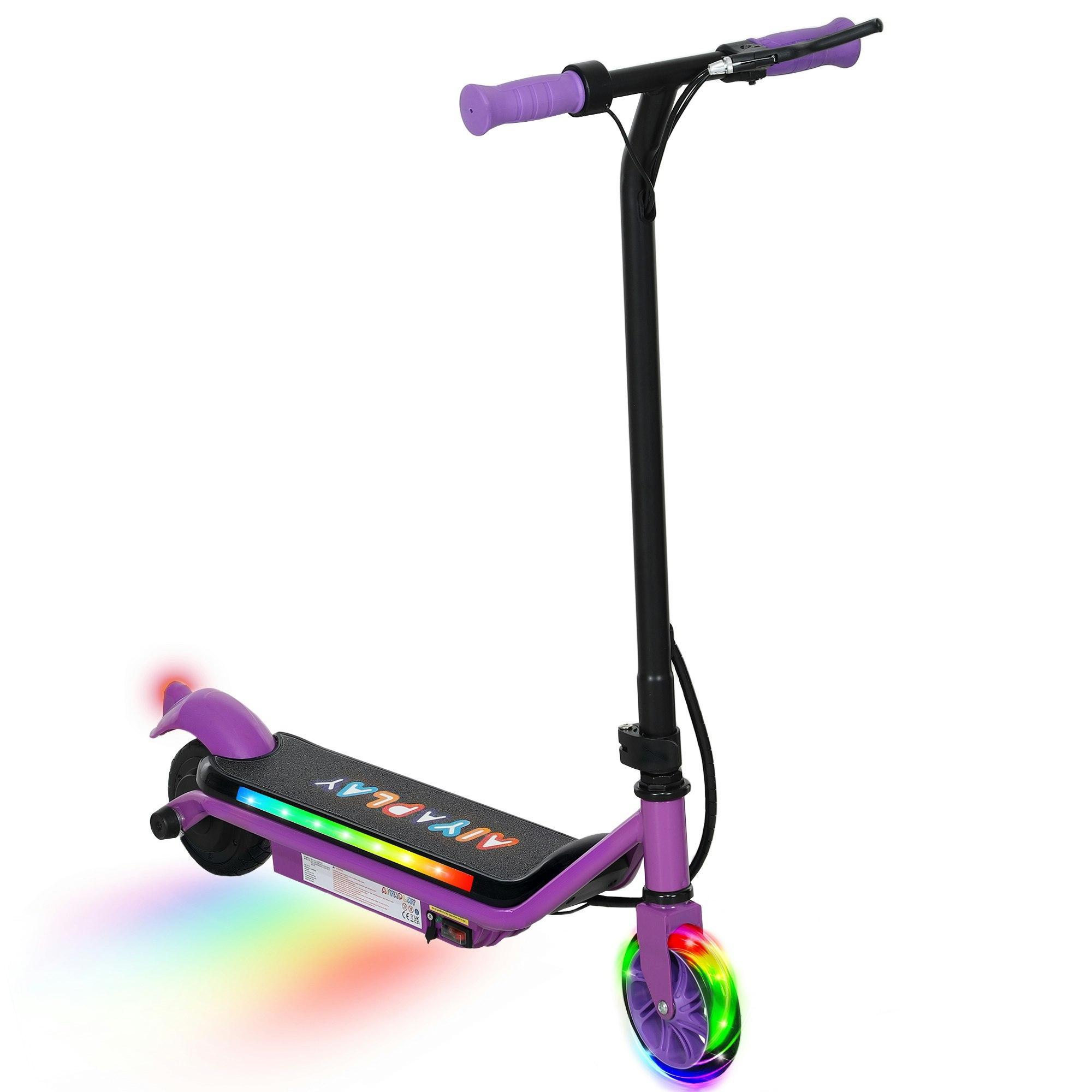 Aiyaplay Purple Kids Electric Scooter, Ride On Toy For 6-14 Years - 78L X Size 36W X 95H Cm