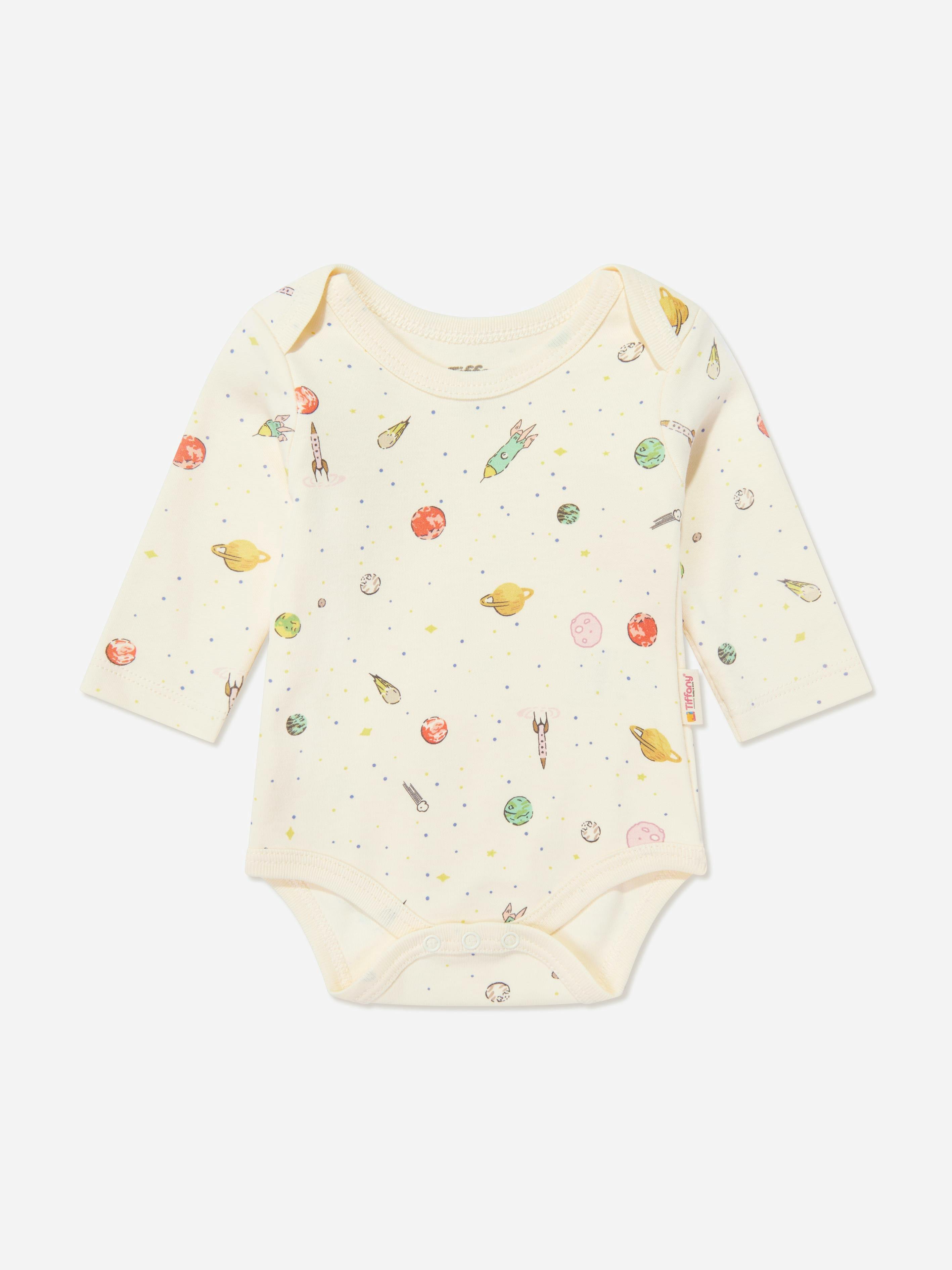 Tiffany Men's Ivory Baby Boys Organic Space Theme Bodysuit In - 18 - 24 Mths