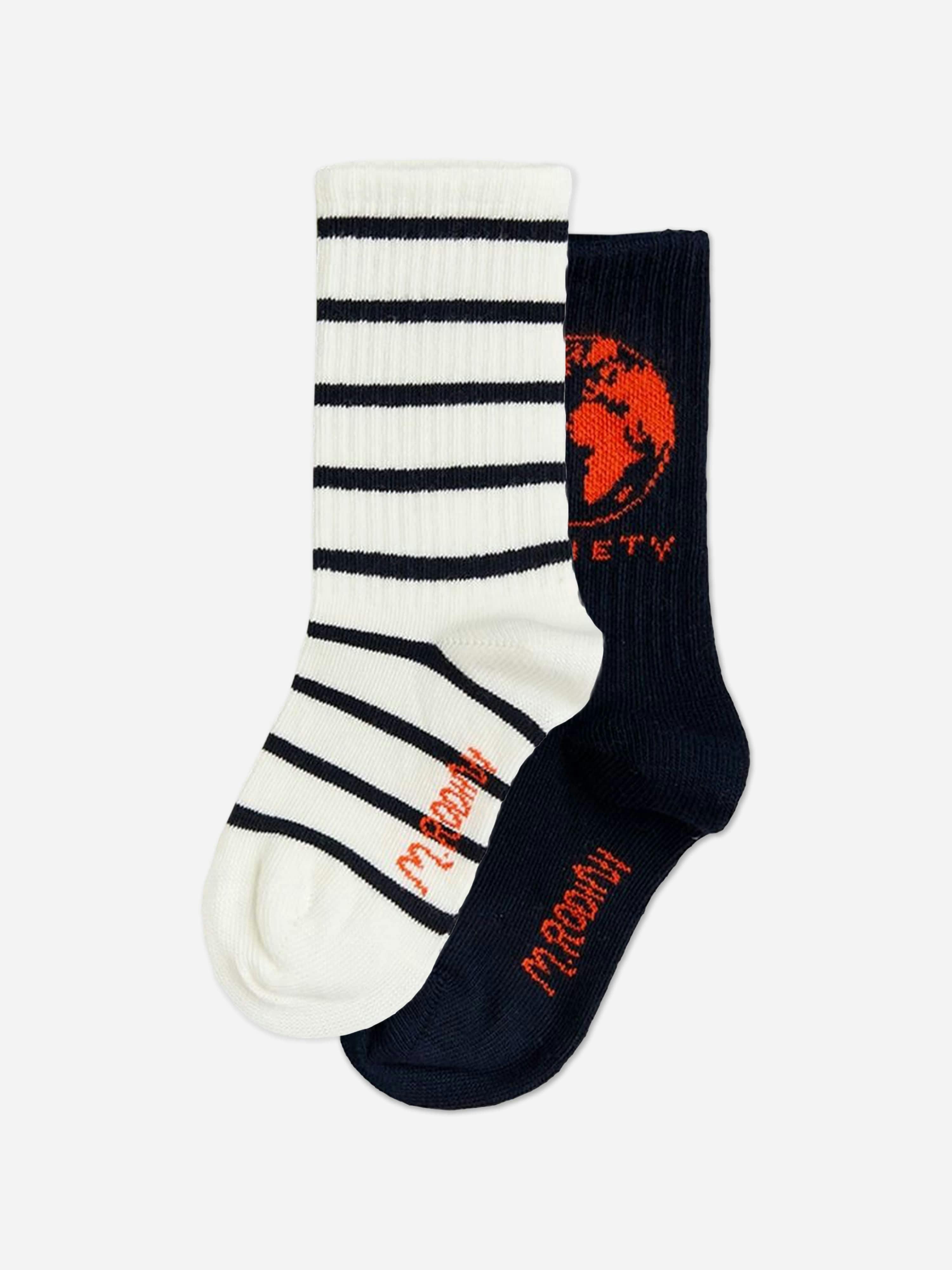 Mini Rodini Boys Kids Society 2 Pack Socks Set In Navy - Navy - 12 - 24 Mths (20-23/12-14 Cm)