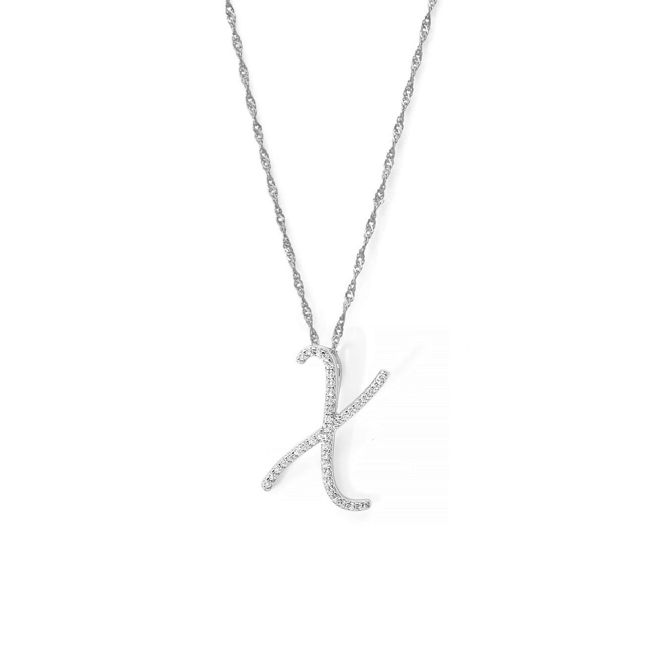 Say It With Silver Luxe Cz Initial Necklace - Sterling - X