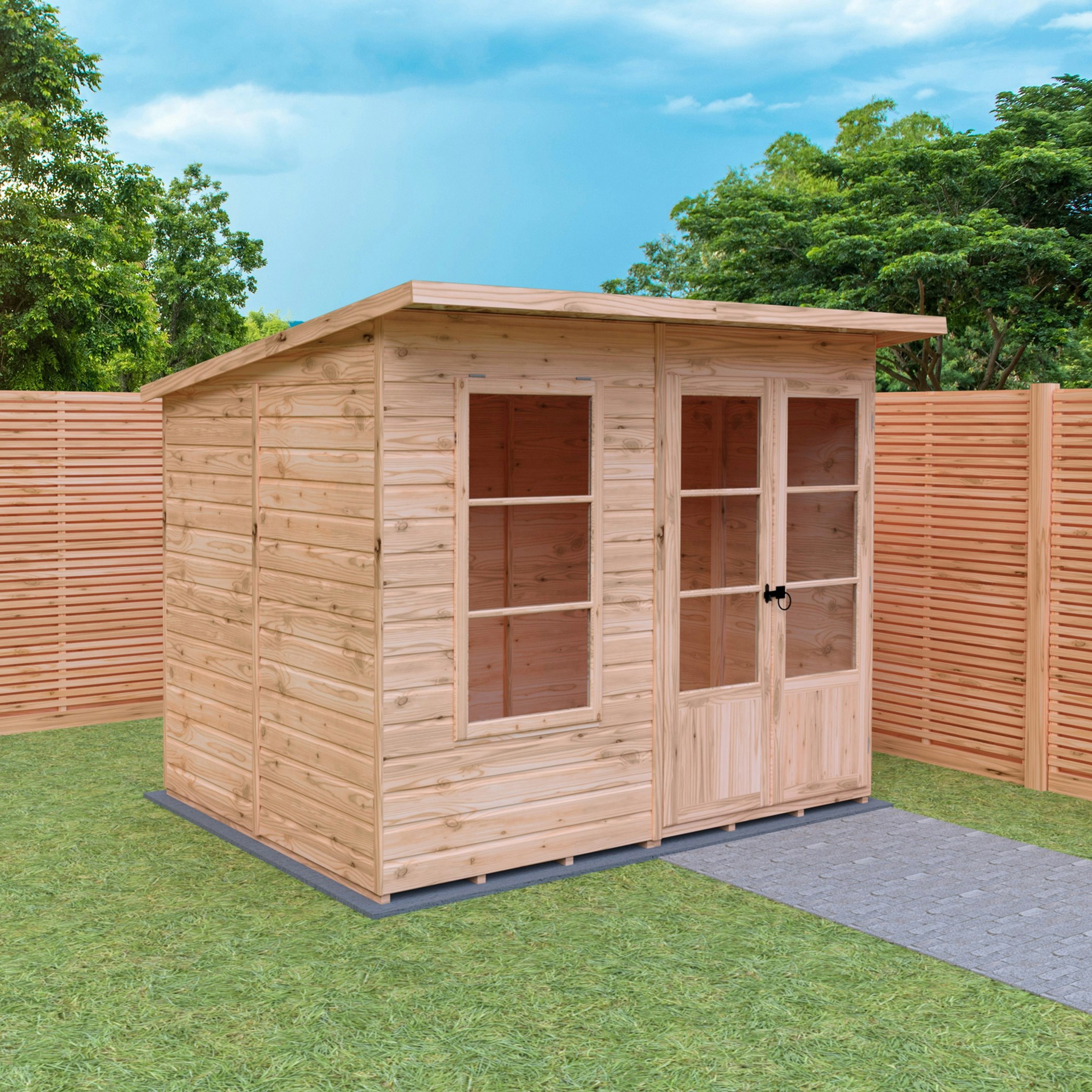 Rackhams Light 8X6 Dahlia Pent Summerhouse 12Mm Shiplap Interlock Cladding