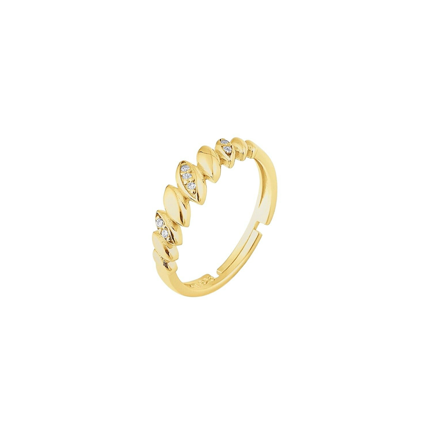 Spero London Silver/Gold Lined Stones Marquise Sterling Ring