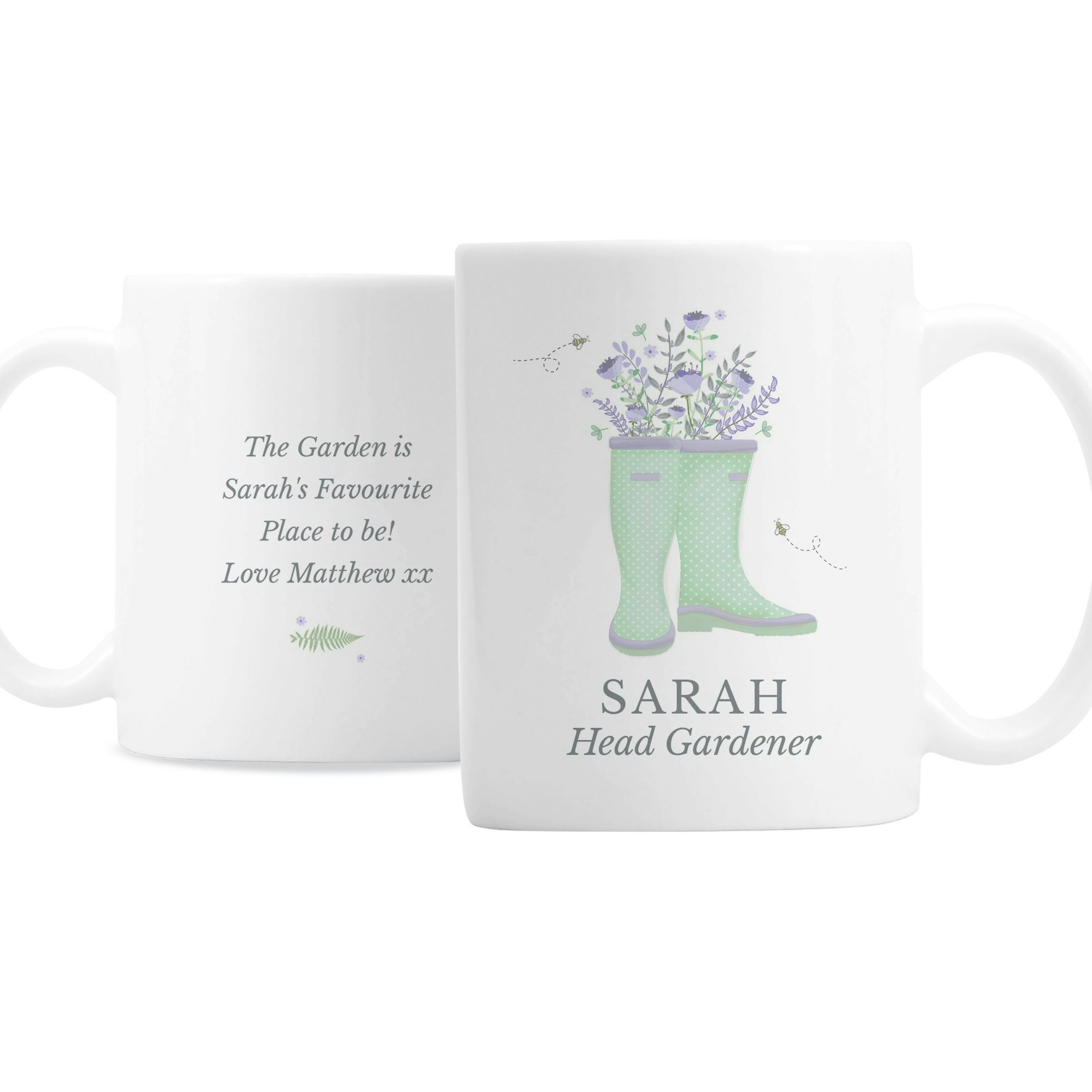 Rackhams Personalised Floral Wellies Mug
