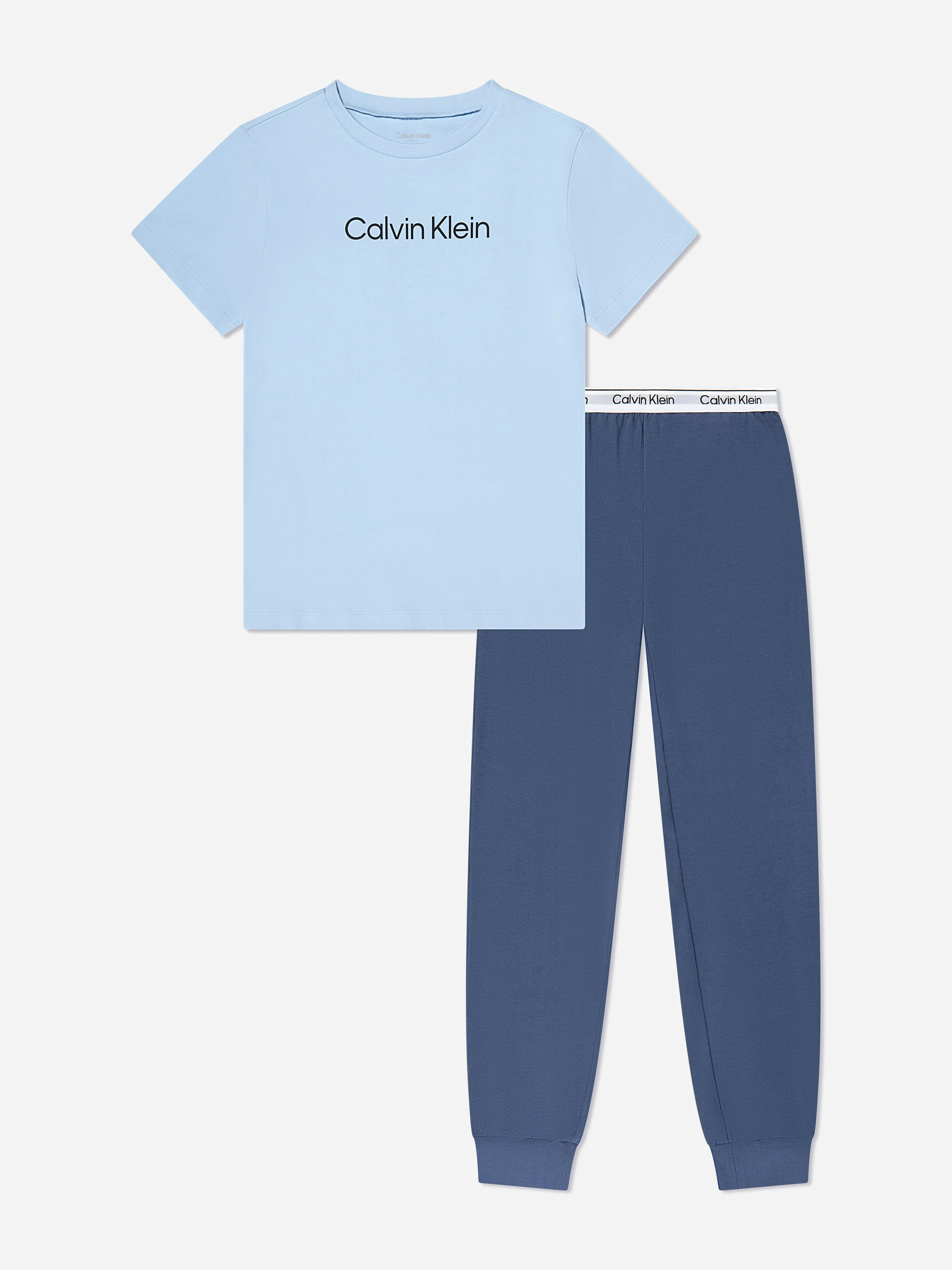 Calvin Klein Boys Blue Logo Pyjama Set In - 8 - 10 Yrs