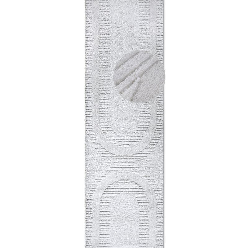 The Rugs White High Pile – Soft Geometric Shaggy Rug - 80X240 Cm