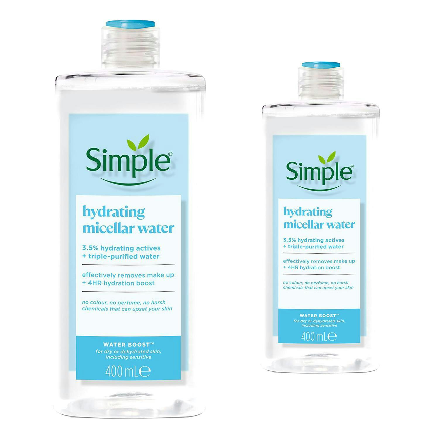 Simple Water Boost Micellar Cleansing Water For Dehydrated Skin 400Ml, 2 Pack - 2 Pack