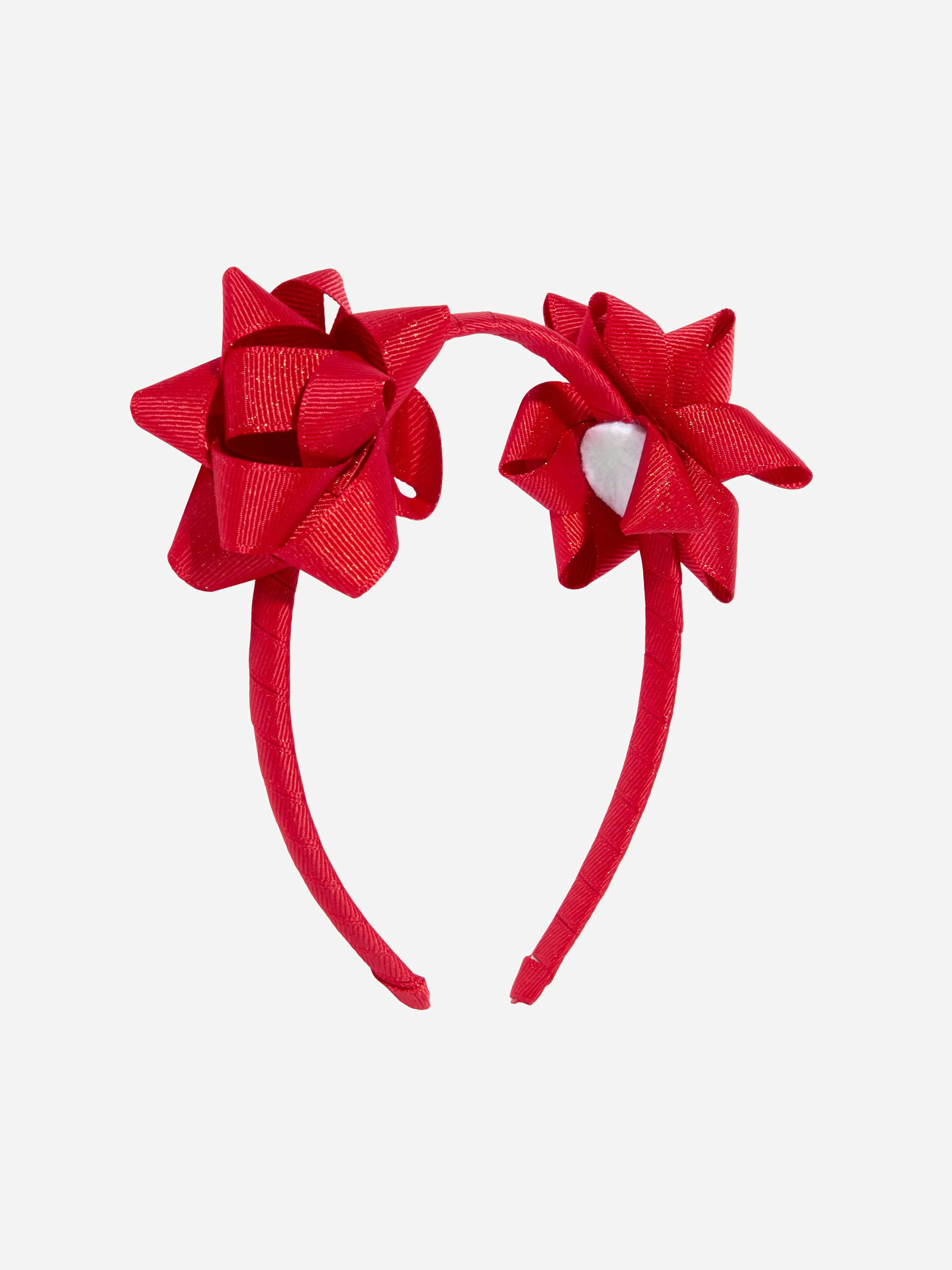 Angels Face Girls Red Ribbon Bow Headband In - One Size