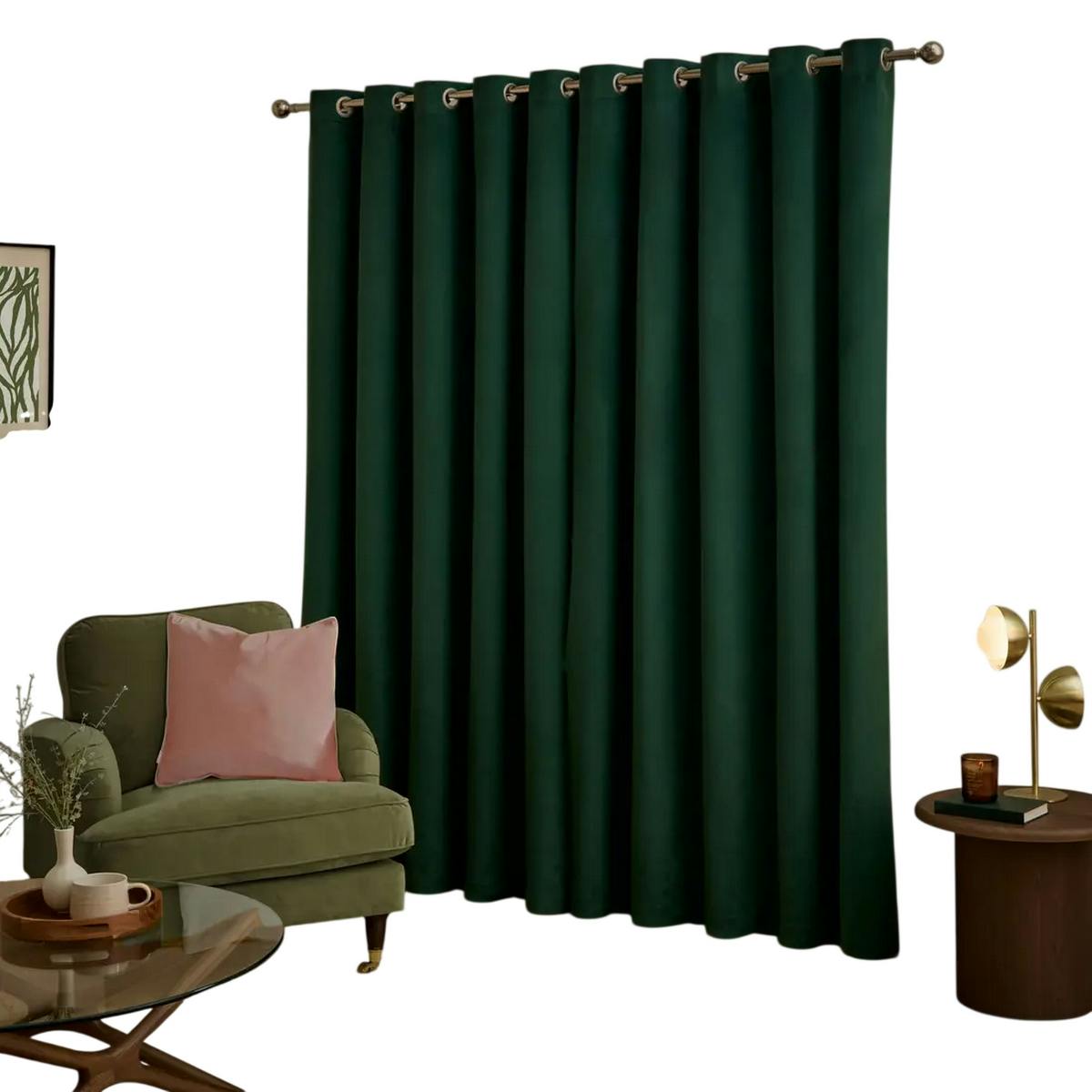 Rackhams Light Ultimate Velvet Blackout Curtains - Emerald - 168Cm X 137Cm - Emerald - 100% Polyester
