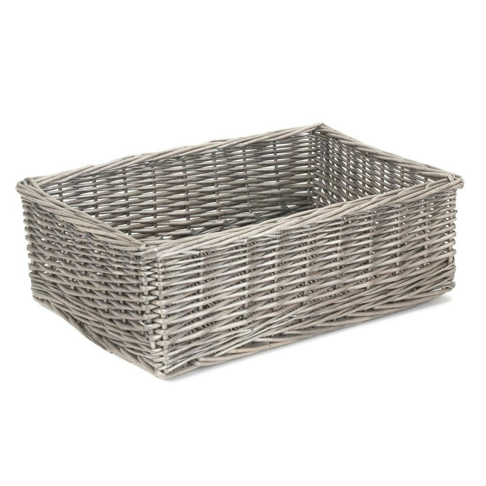 Red Hamper Antique Wash Finish Wicker Tray - Large