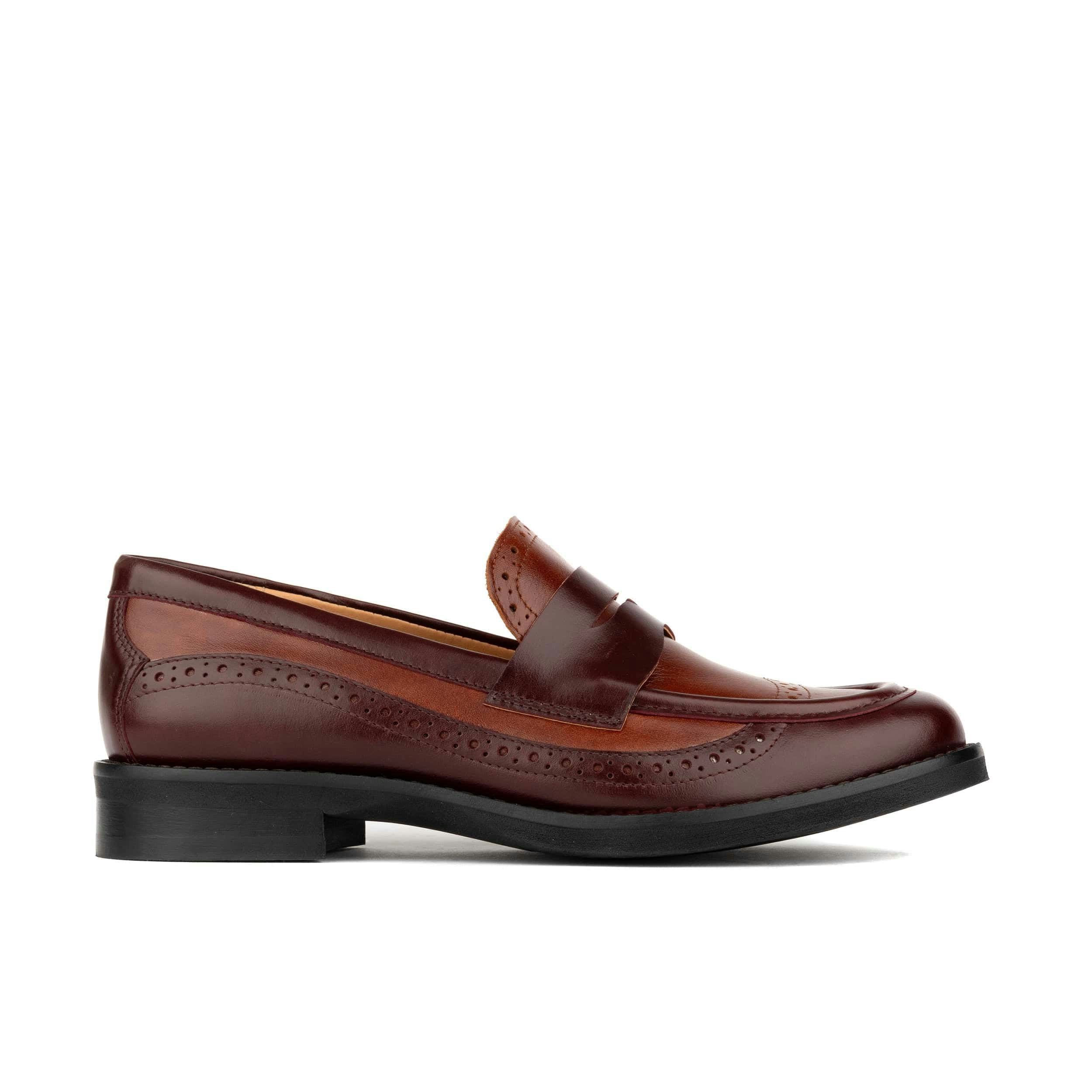 Embassy London Women's Brown Angelina - Leather Almond Toe Penny Loafer With Broguing - Uk 6 / Eu 39 / Us 8