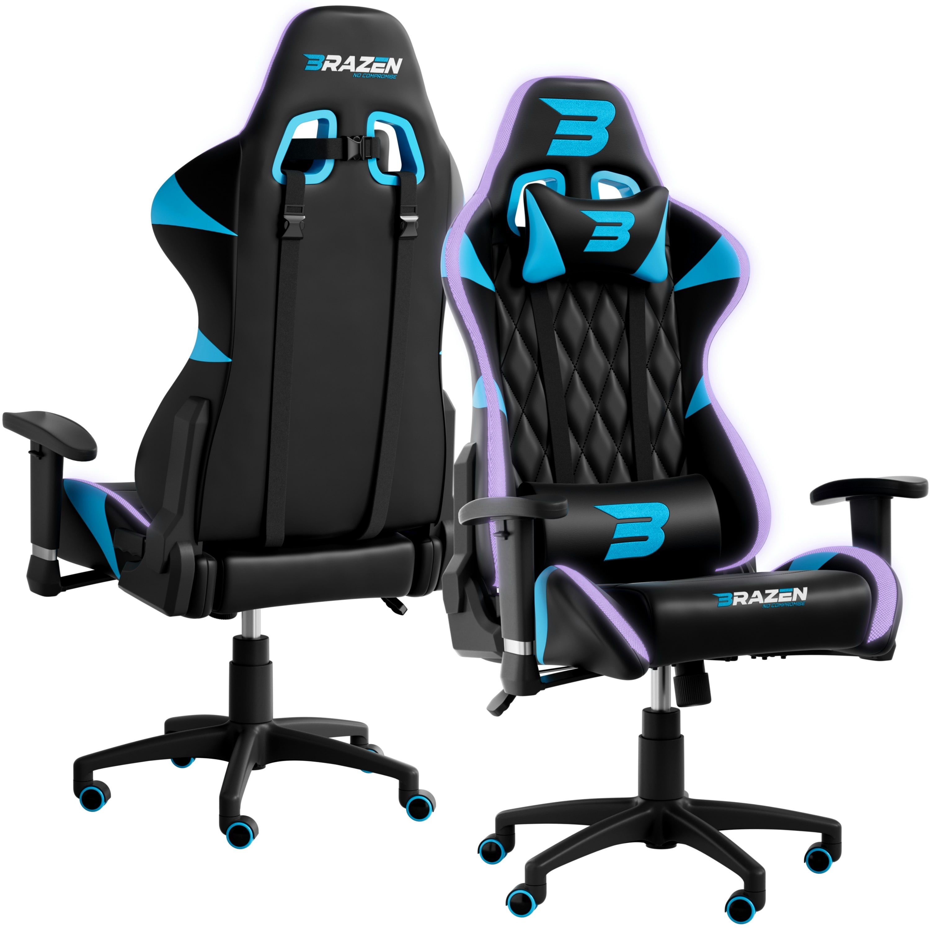 Rackhams Blue Venom Elite Esports Pc Gaming Chair With Rgb - Pu