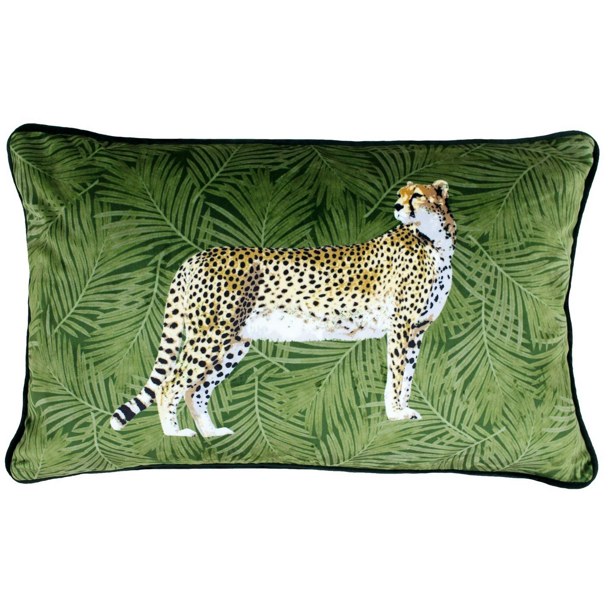 Riva Home Green Cheetah Forest Cushion Cover - 30 X 50Cm - 100% Polyester