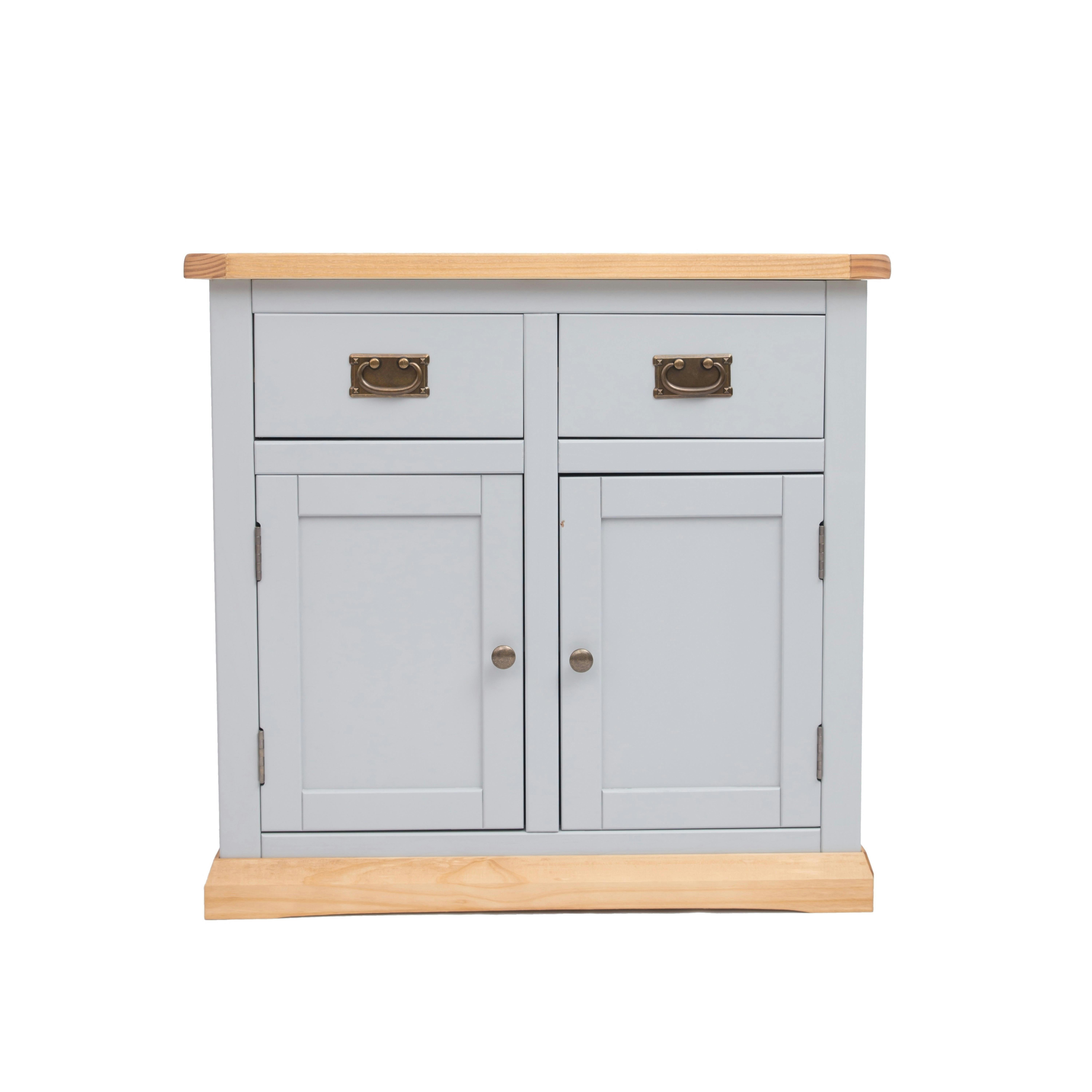 Rackhams Light/Grey Bomporto 2 Drawer 2 Door Sideboard Brass Drop Handle
