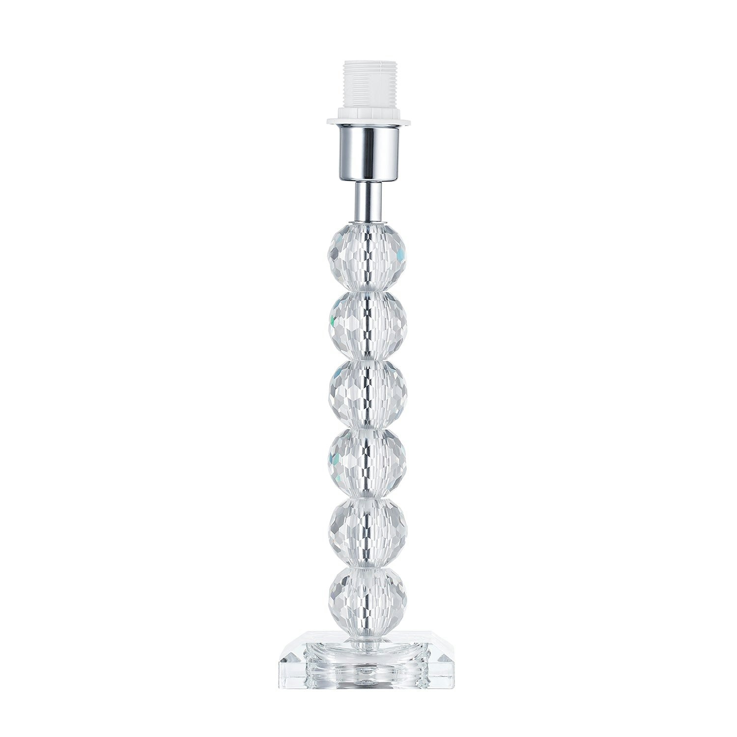 Rackhams White Contemporary Clear K9 Crystal Glass Table Lamp Base With Faceted Spheres