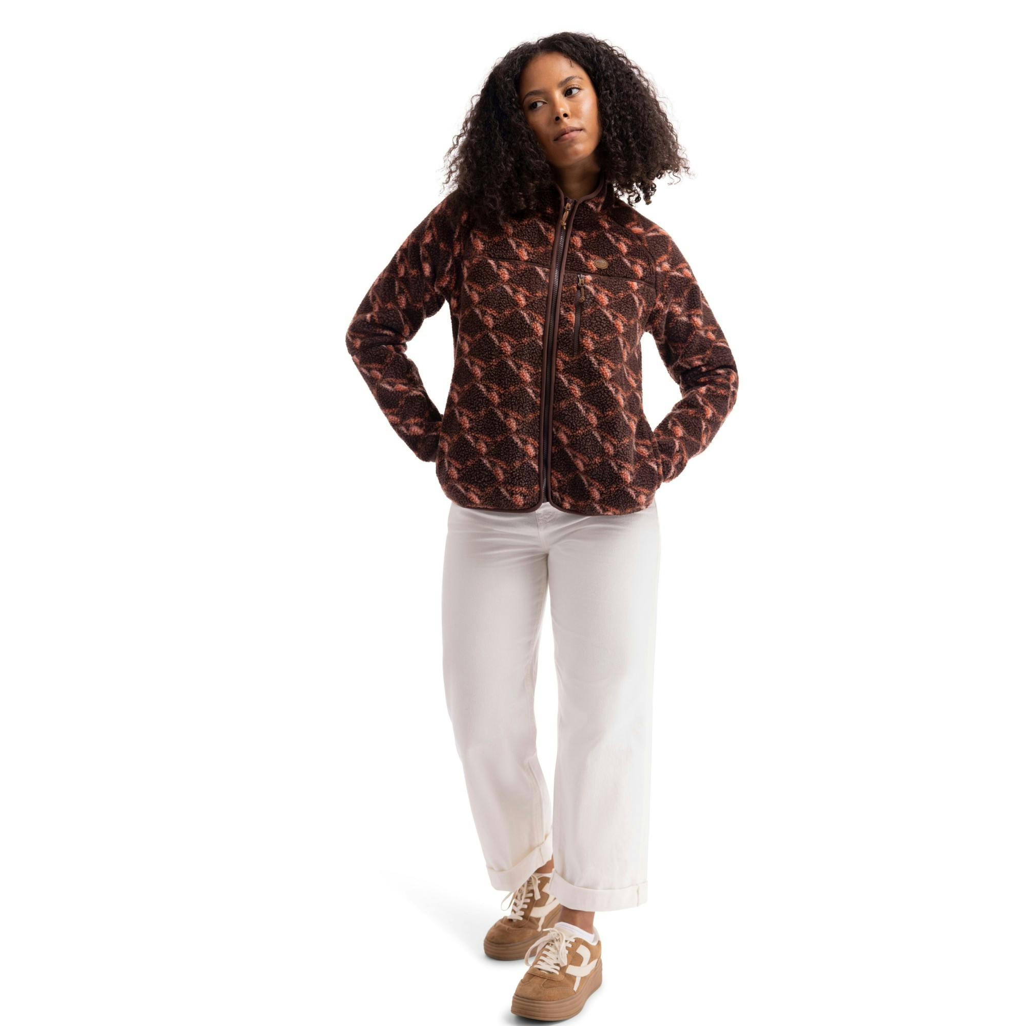 Trespass Women's Jessie Printed Fleece Jacket - Mocha - 3XL - Mocha - 100% Polyester