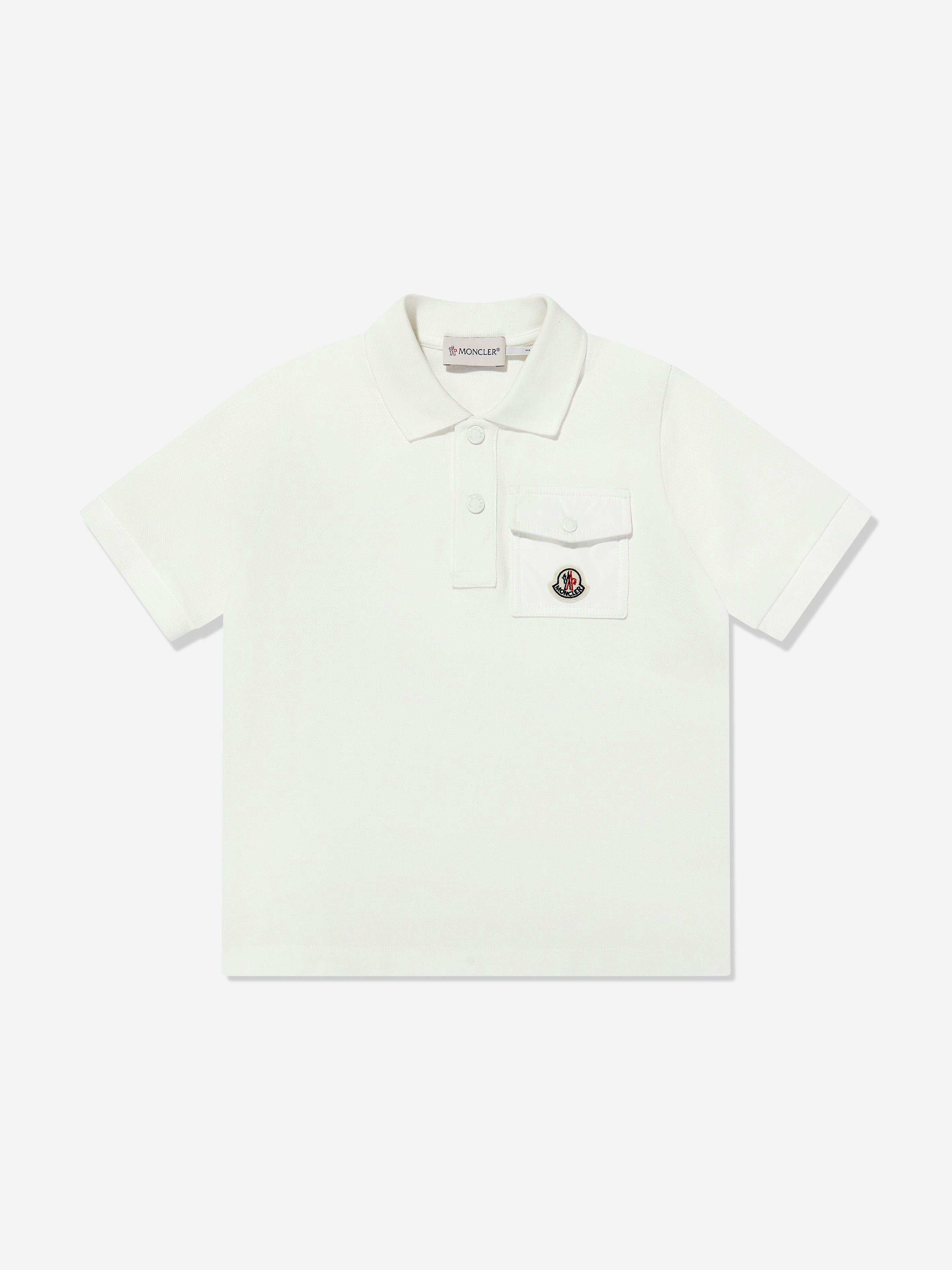 Moncler Enfant Boys Ivory Pocket Polo Shirt In - 8 Yrs