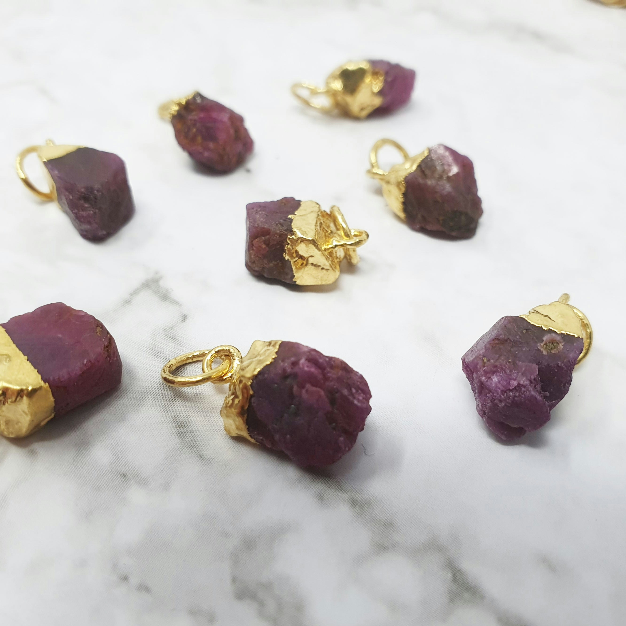 Harfi Gold Bell Birthstone Pendant Charms - Ruby - July - Ruby - July