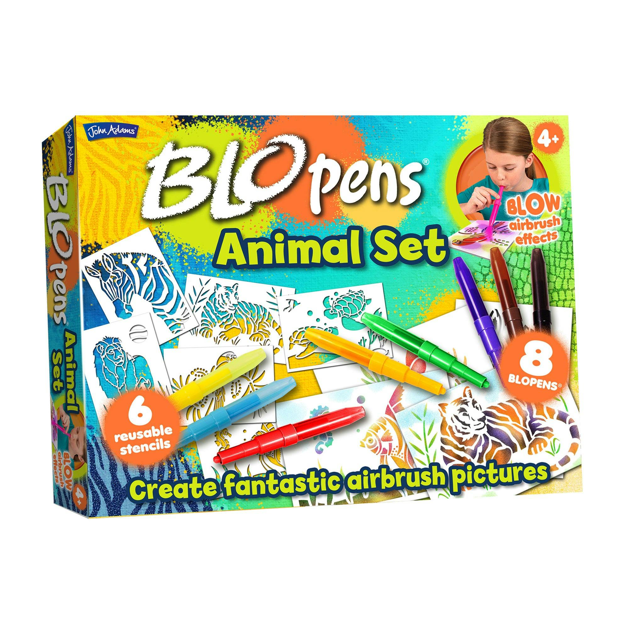 Blopens Purple/Black/Brown Animals Activity Set – Airbrush Art Kit For Kids