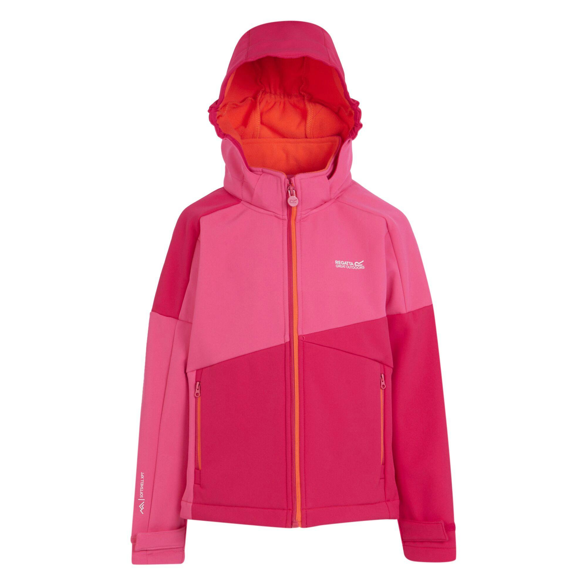 Regatta Pink Childrens/Kids Acidity Vii Soft Shell Jacket - Flamingo / Potion - 14 Years - Flamingo / Potion - 100% Mixed