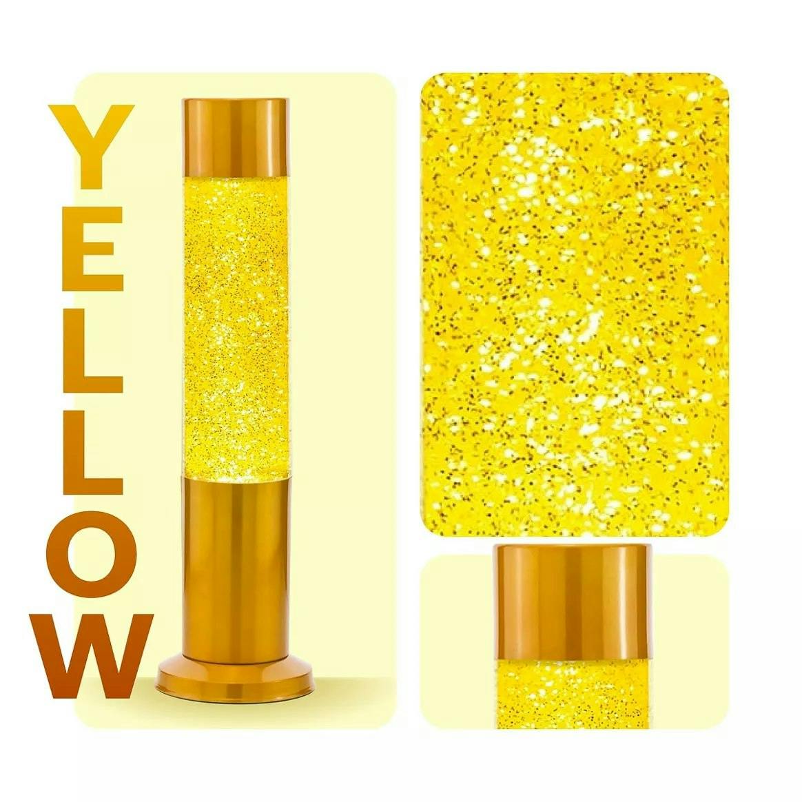 Nova Yellow/Silver Glitter Lamp W/ Glitter