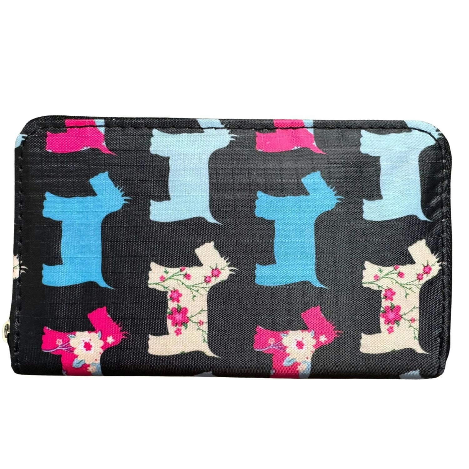 Fores Collection Black Scotty Dog Print Zip Around Purse