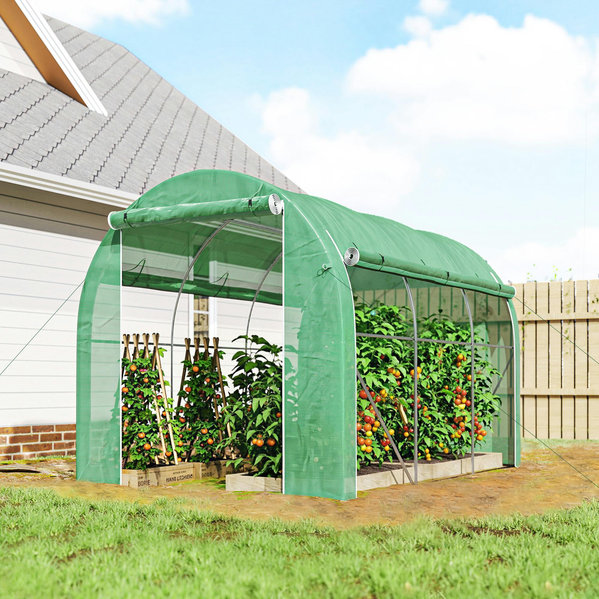Rackhams Green Polytunnel House With Pe Cover, Galvanised Steel Frame, - 296L X 196W X 200H Cm - Polytunnel House