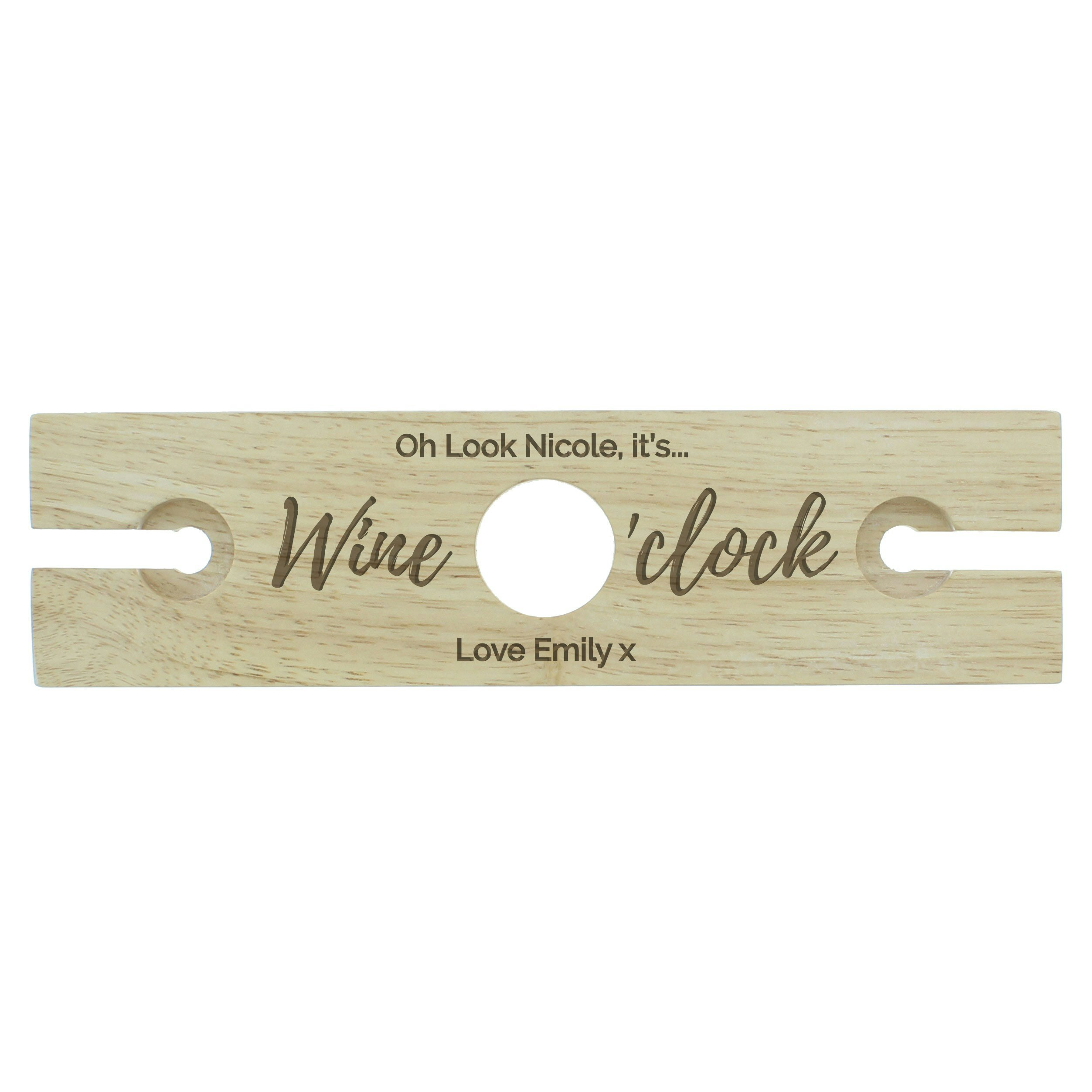 Rackhams Personalised 'Wine O'clock' Wine Glass & Bottle Holder