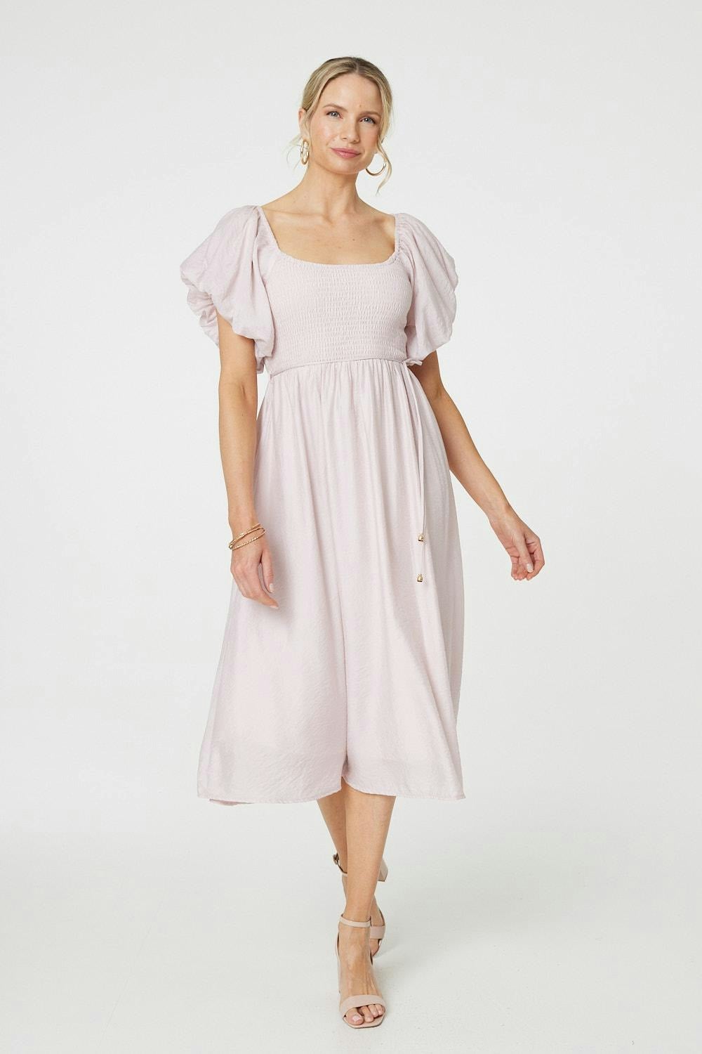 Izabel London Pink Puff 1/2 Sleeve Knee Length Dress - 12