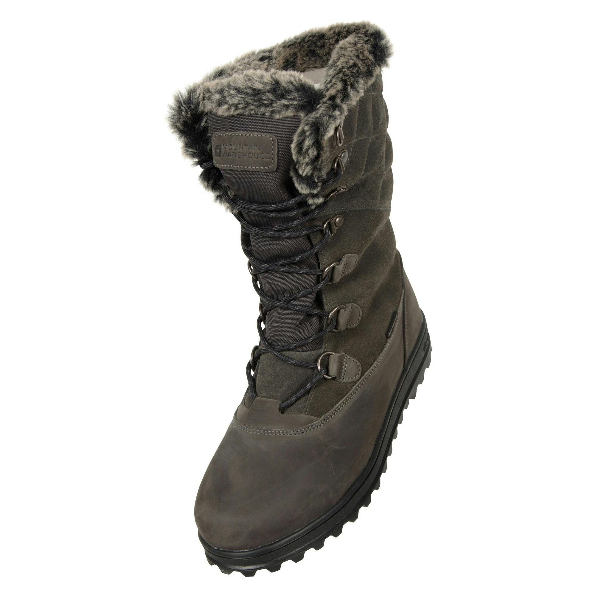 Mountain Warehouse Women's Grey / Vostok Leather Snow Boots - 5 Uk - 60% Leather/15% Textile/15% Synthetic