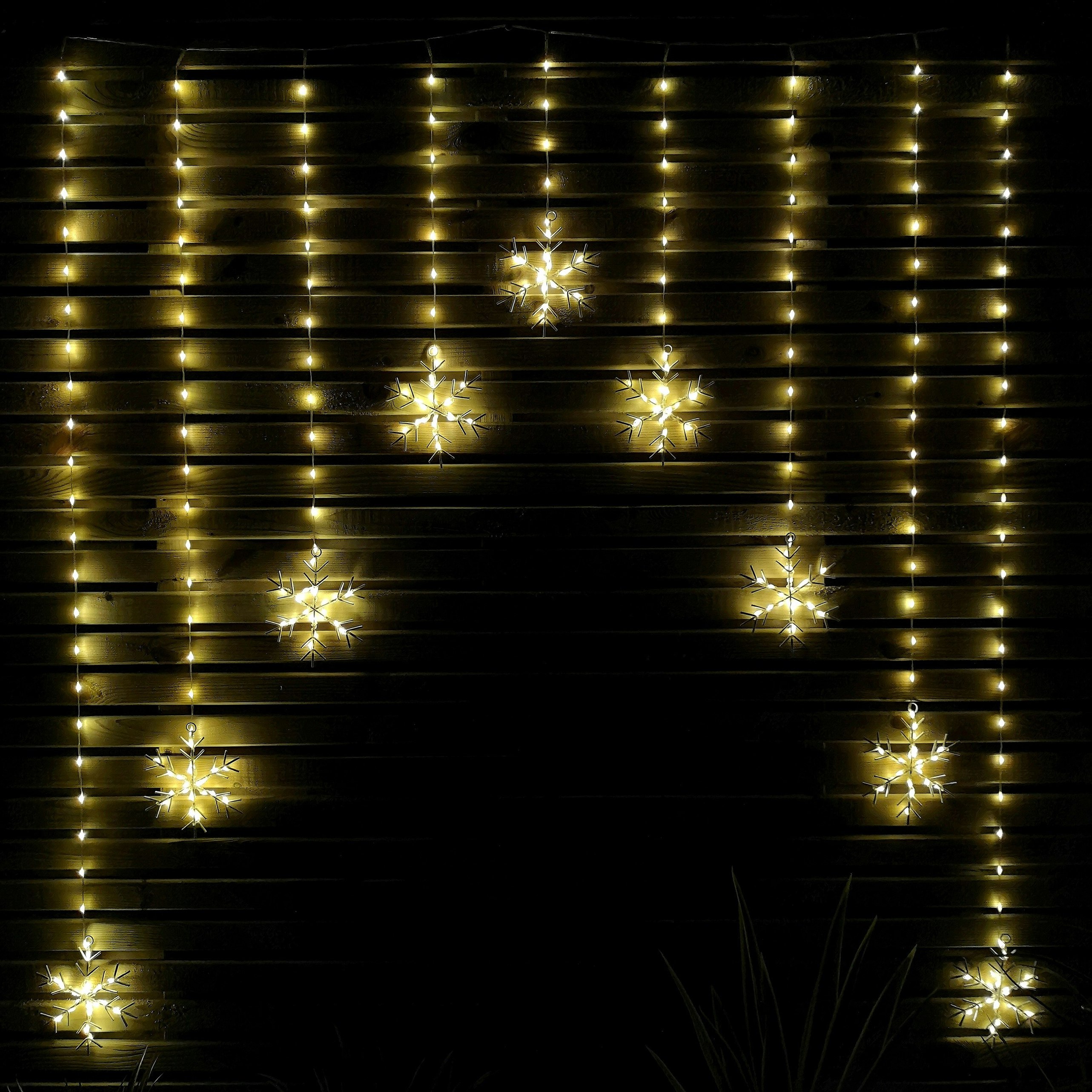 Samuel Alexander White Led Snowflake Curtain Lights Christmas Decorations In Warm 1.2M