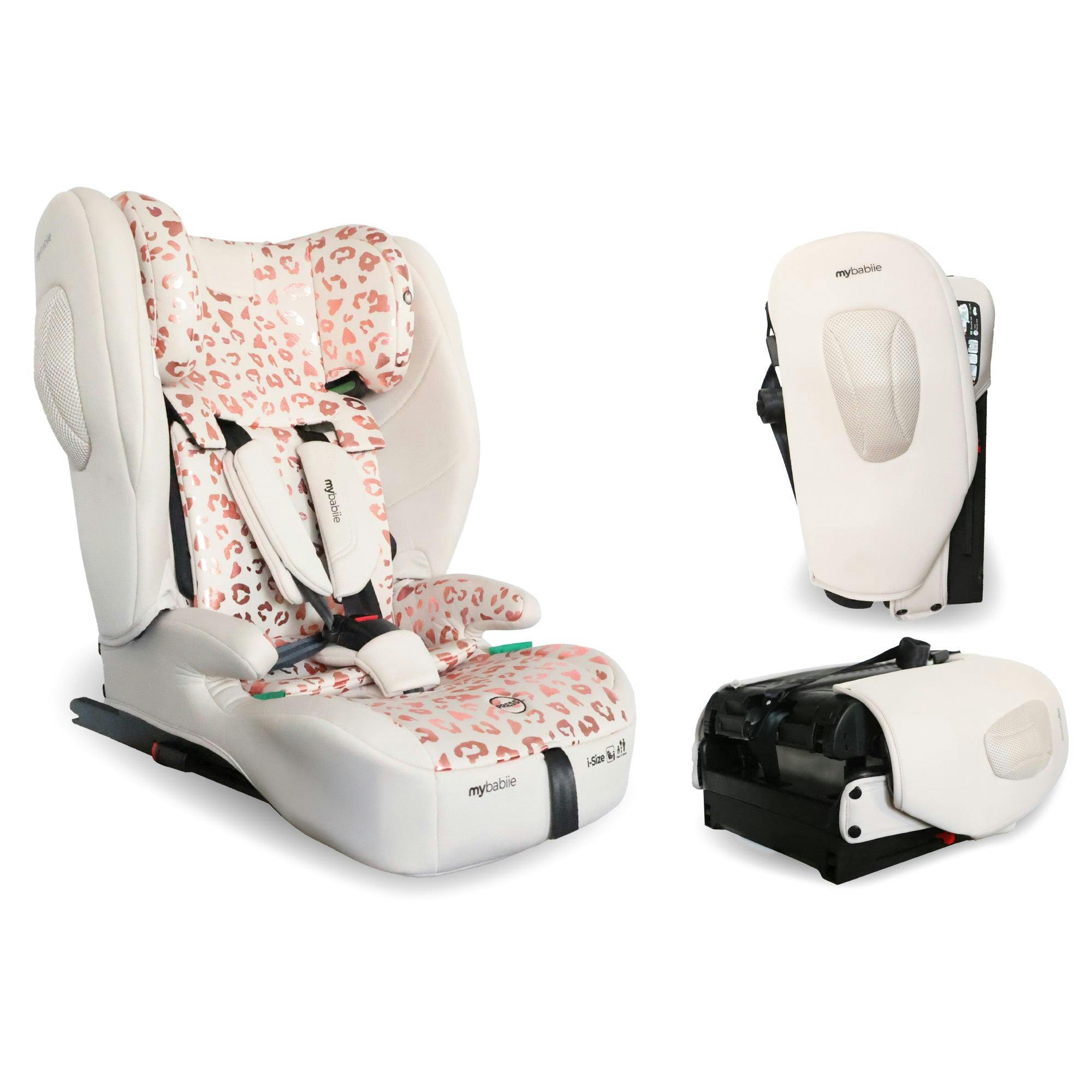 My Babiie Pink Mbcs80 Foldable Toddler To Booster R129 Car Seat With Isofix - Leopard