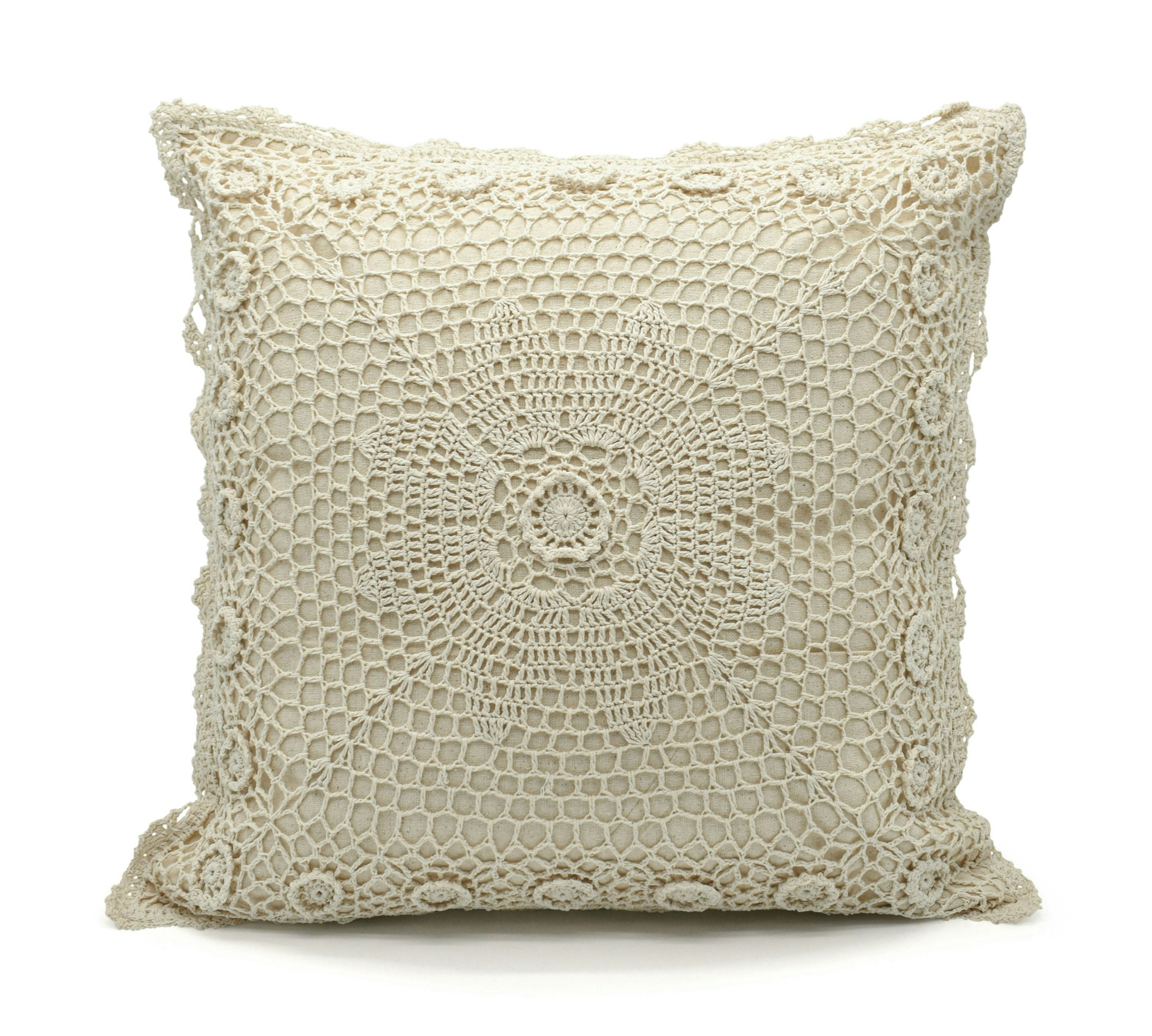 Rackhams Floral Crochet Detail Cushion - 45Cm X 45Cm - Layla