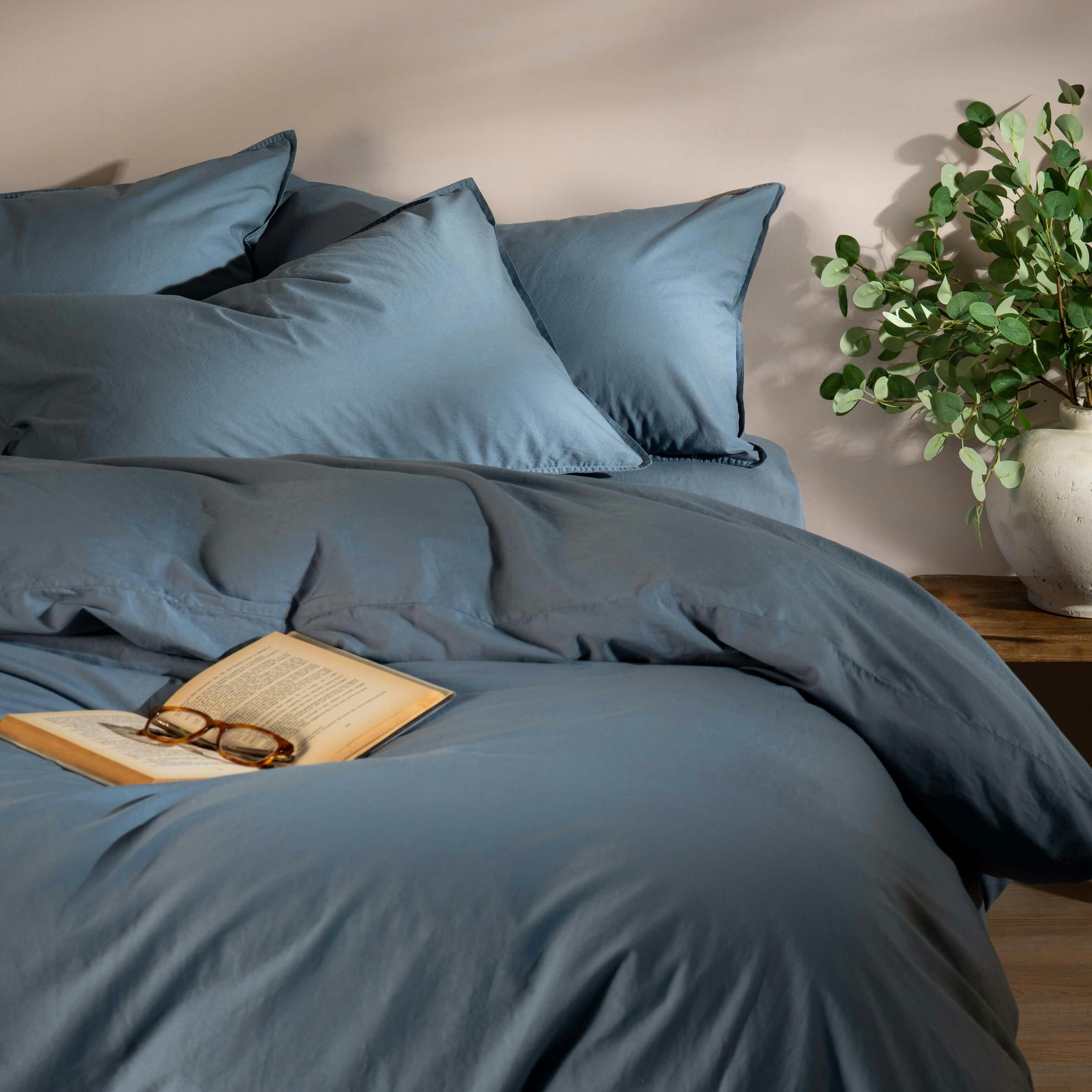 Soak&Sleep Blue Storm Stonewashed Cotton Duvet Sets - Double