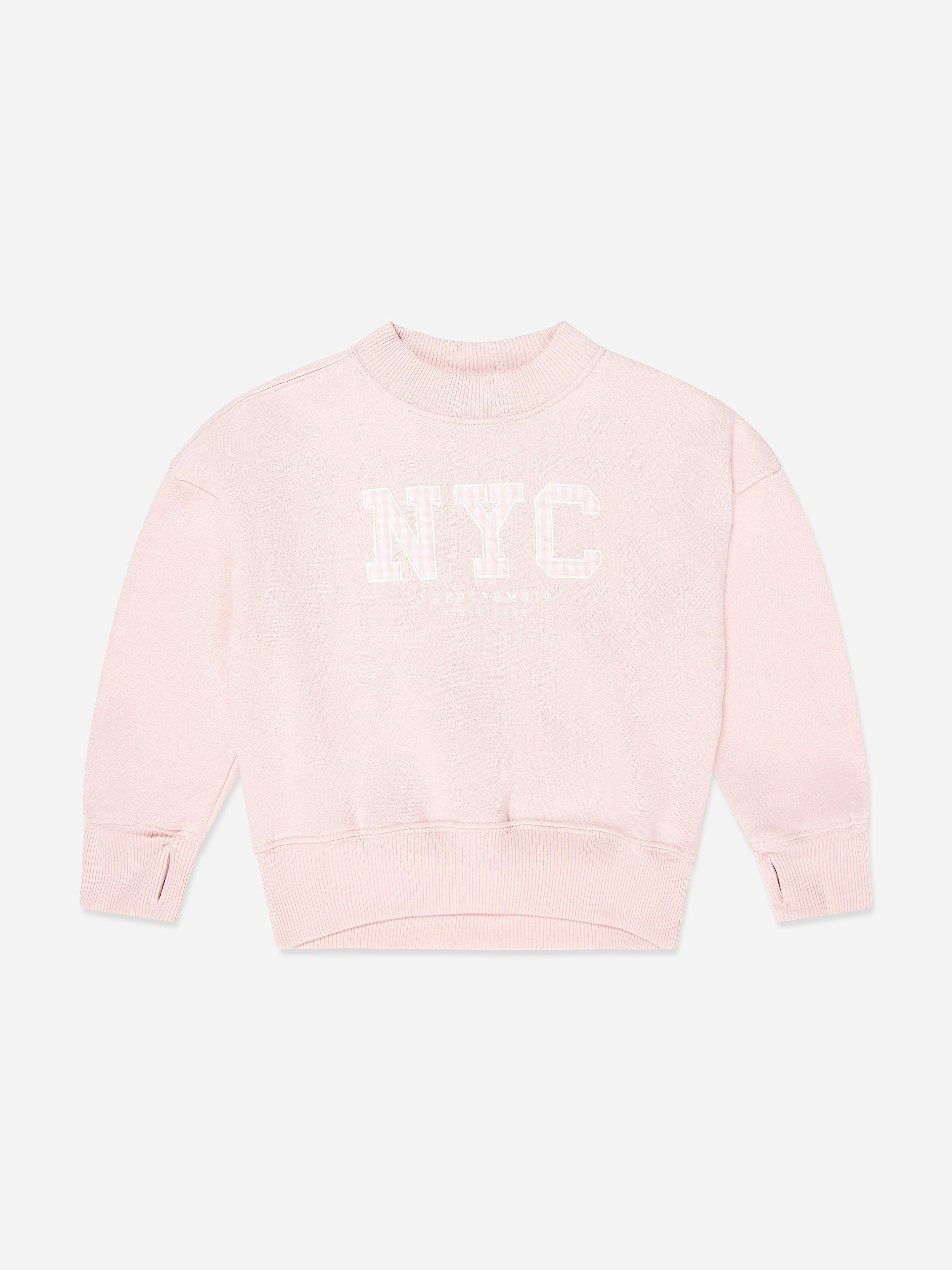 Abercrombie & Fitch Girls Pink Nyc Gingham Sweatshirt In - 13 - 14 Yrs