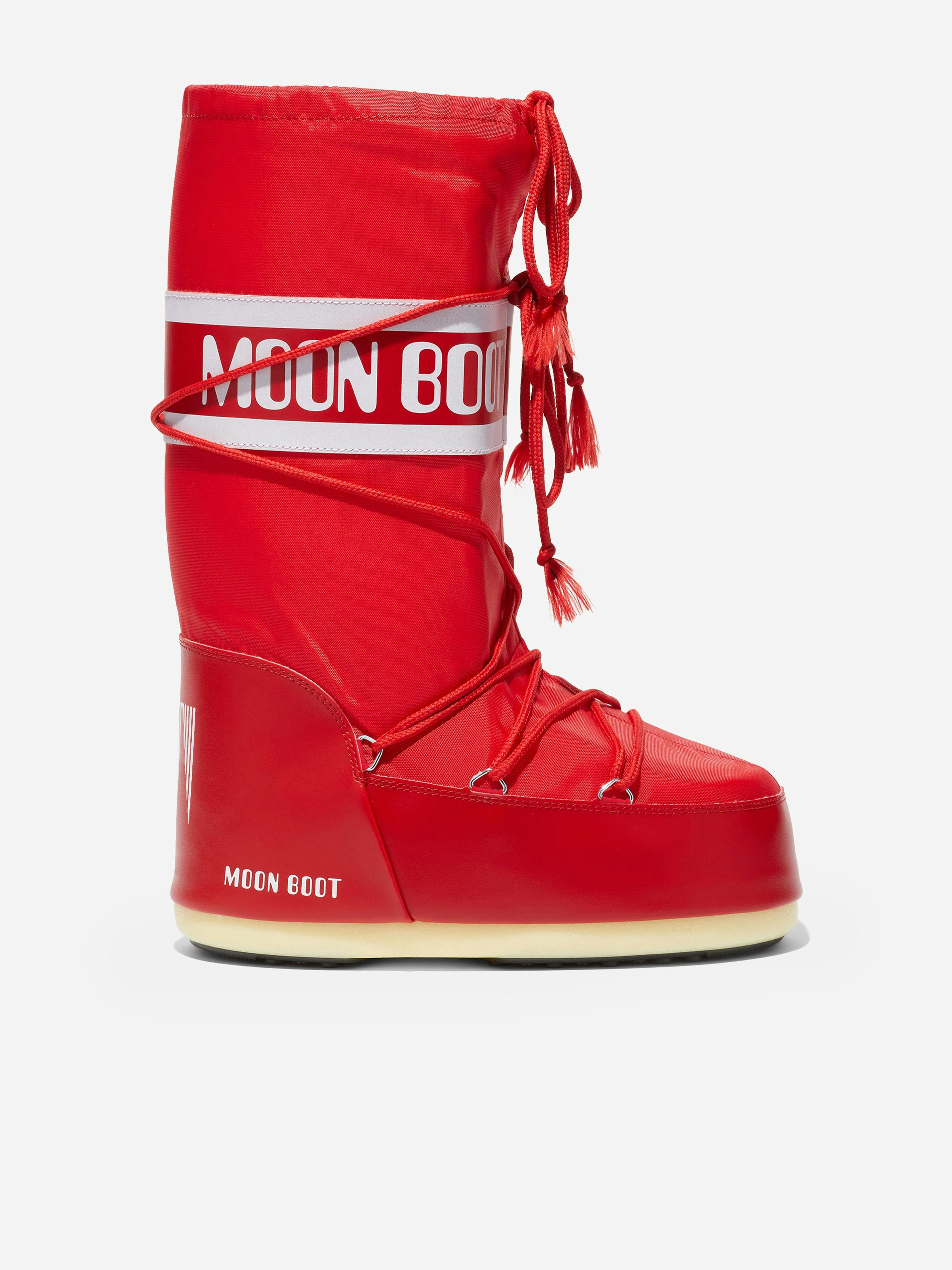 Moon Boot Girls Red Icon Boots In - Eu 23 - 26 Uk 6 - 8.5