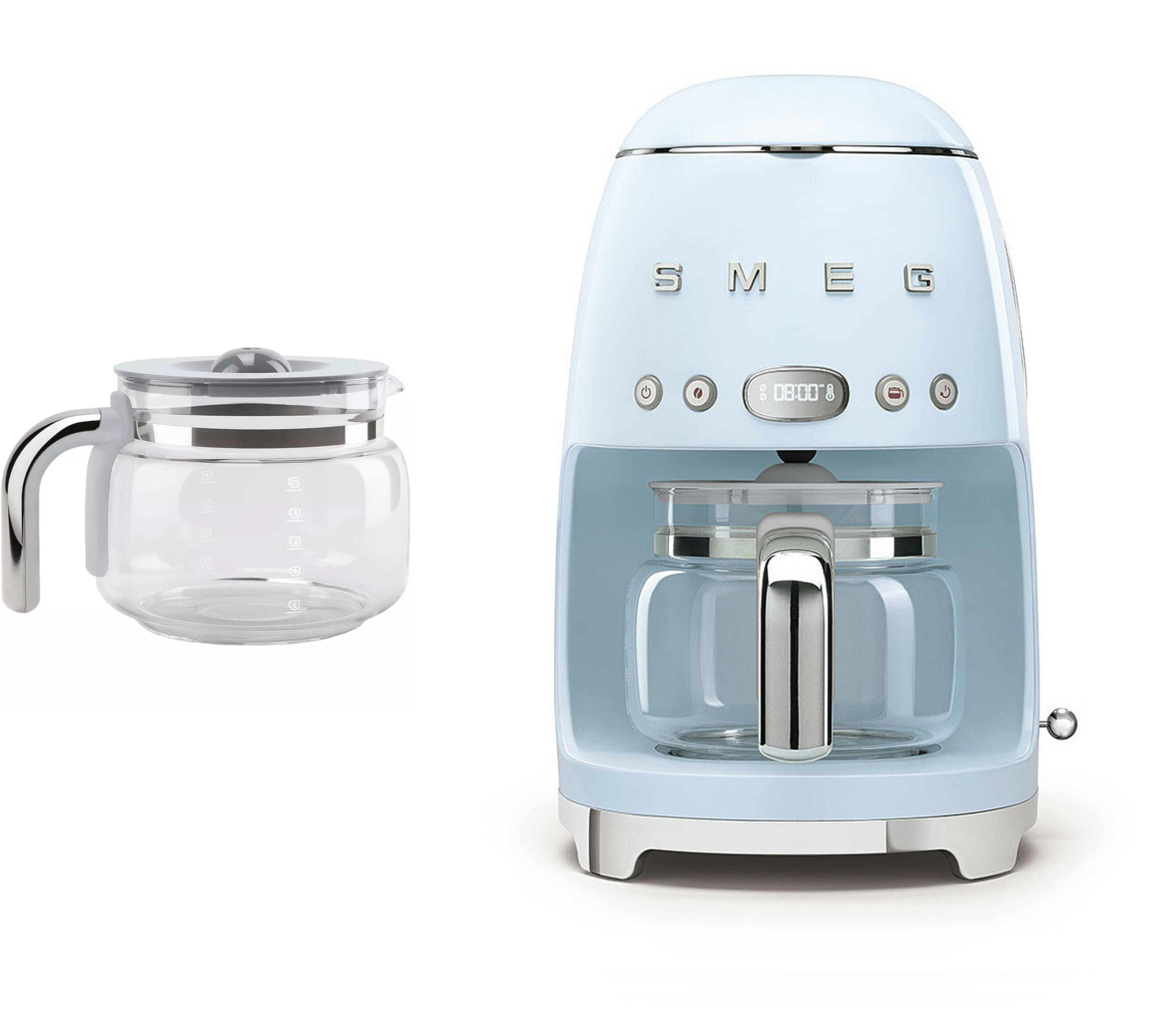 Smeg Blue Dcf02 Drip Filter Coffee Machine +Dcg01 Glass Carafe Spare Jug Bundle - Pale