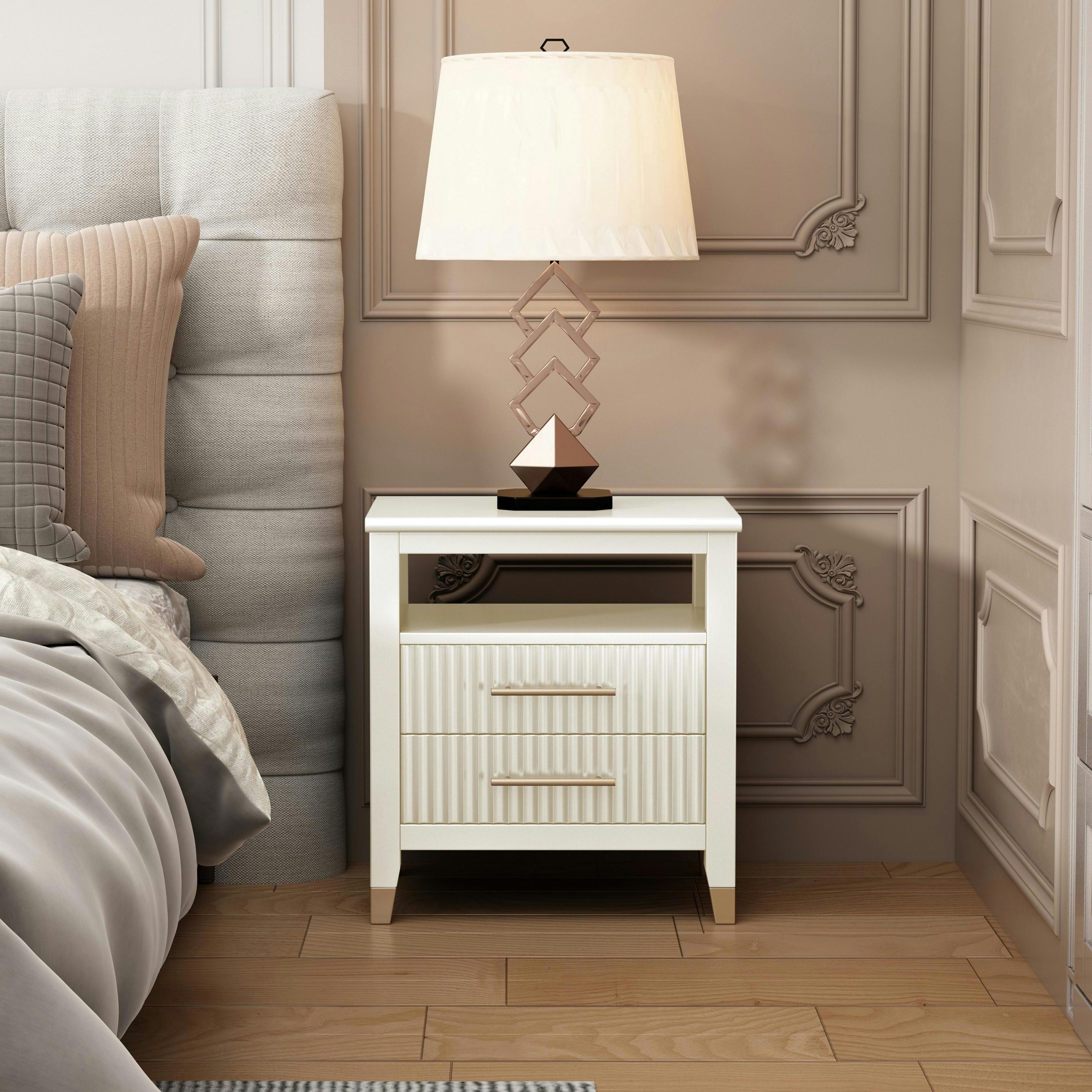 Cabinet Bits White Biasi 2 Drawer Bedside Table