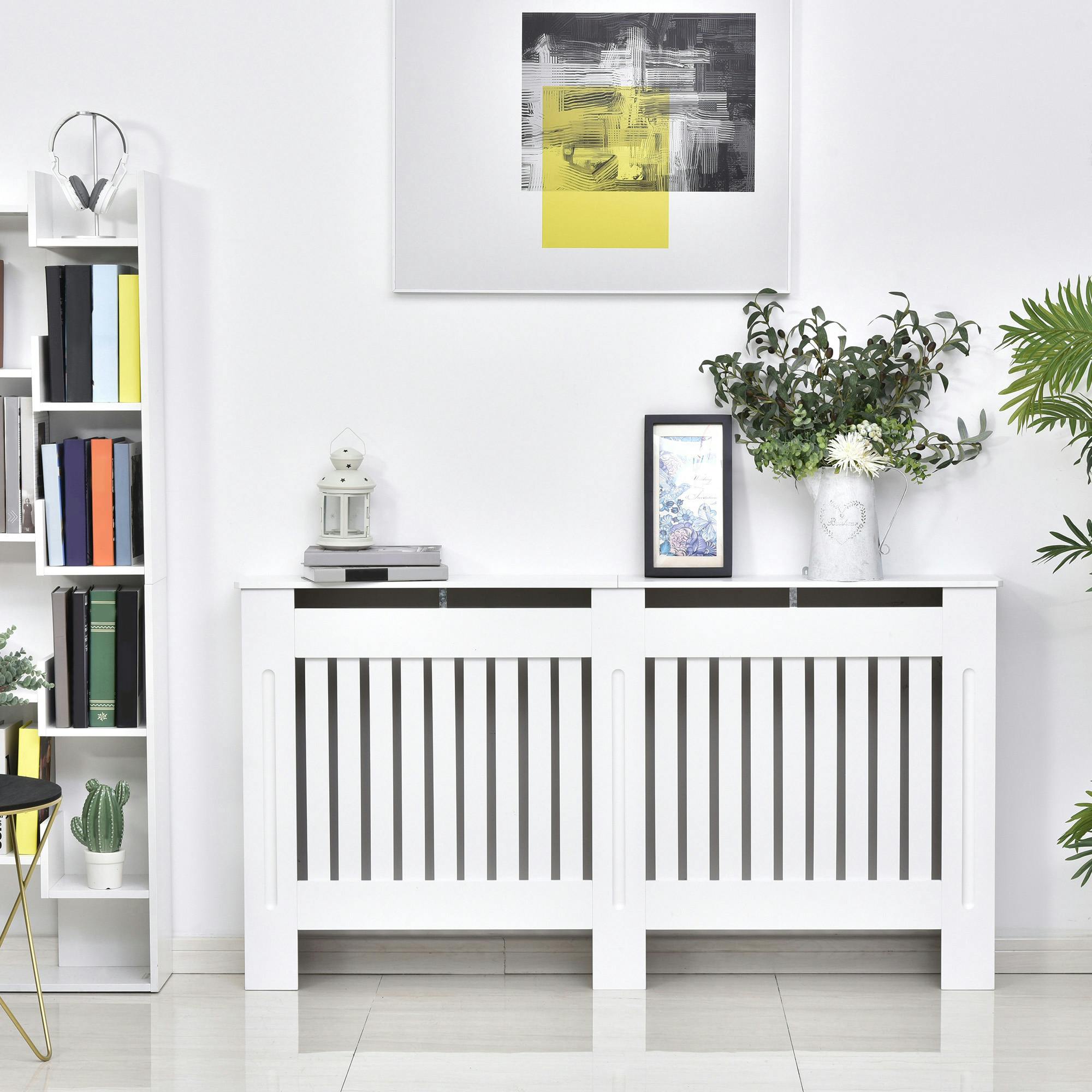 Rackhams White Slatted Radiator Cover Painted Cabinet Mdf Lined Grill In (152L X 19W X 81H Cm) - Image 3