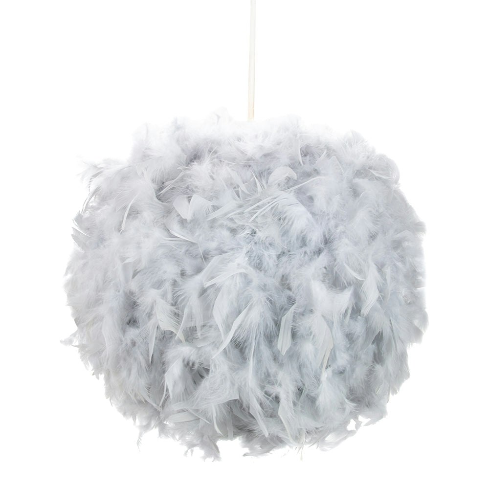 Rackhams Grey Eye-Catching And Modern Small Feather Decorated Pendant Lighting Shade