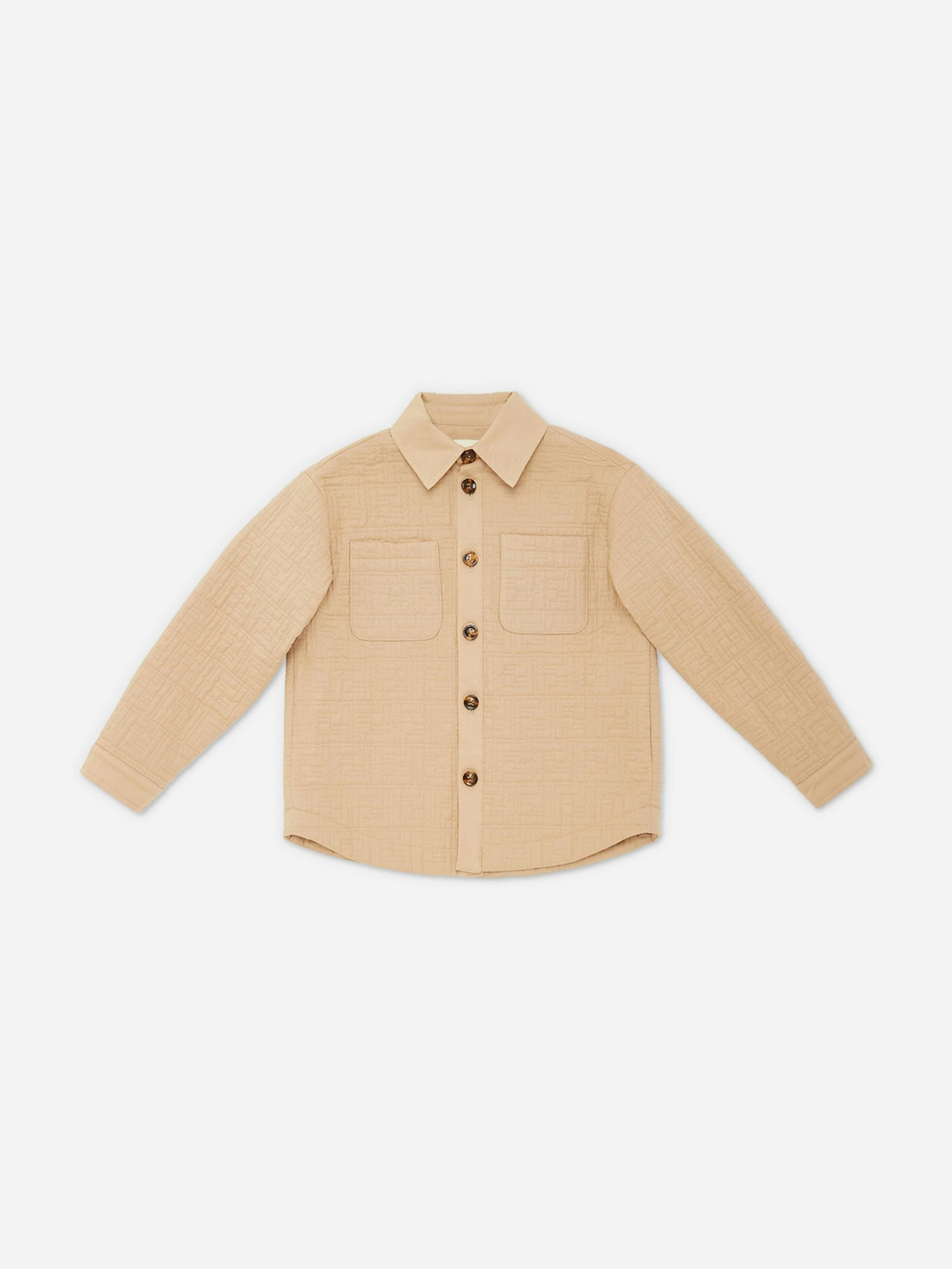 Fendi Kids Boys Beige Ff Quilted Jacket In - 8 Yrs