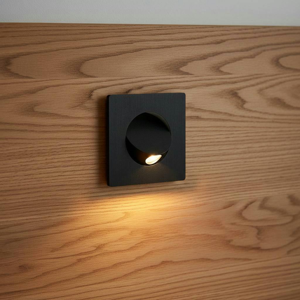 Rackhams Black 3 Watt Square Recessed Led Reading Lamp For Bed