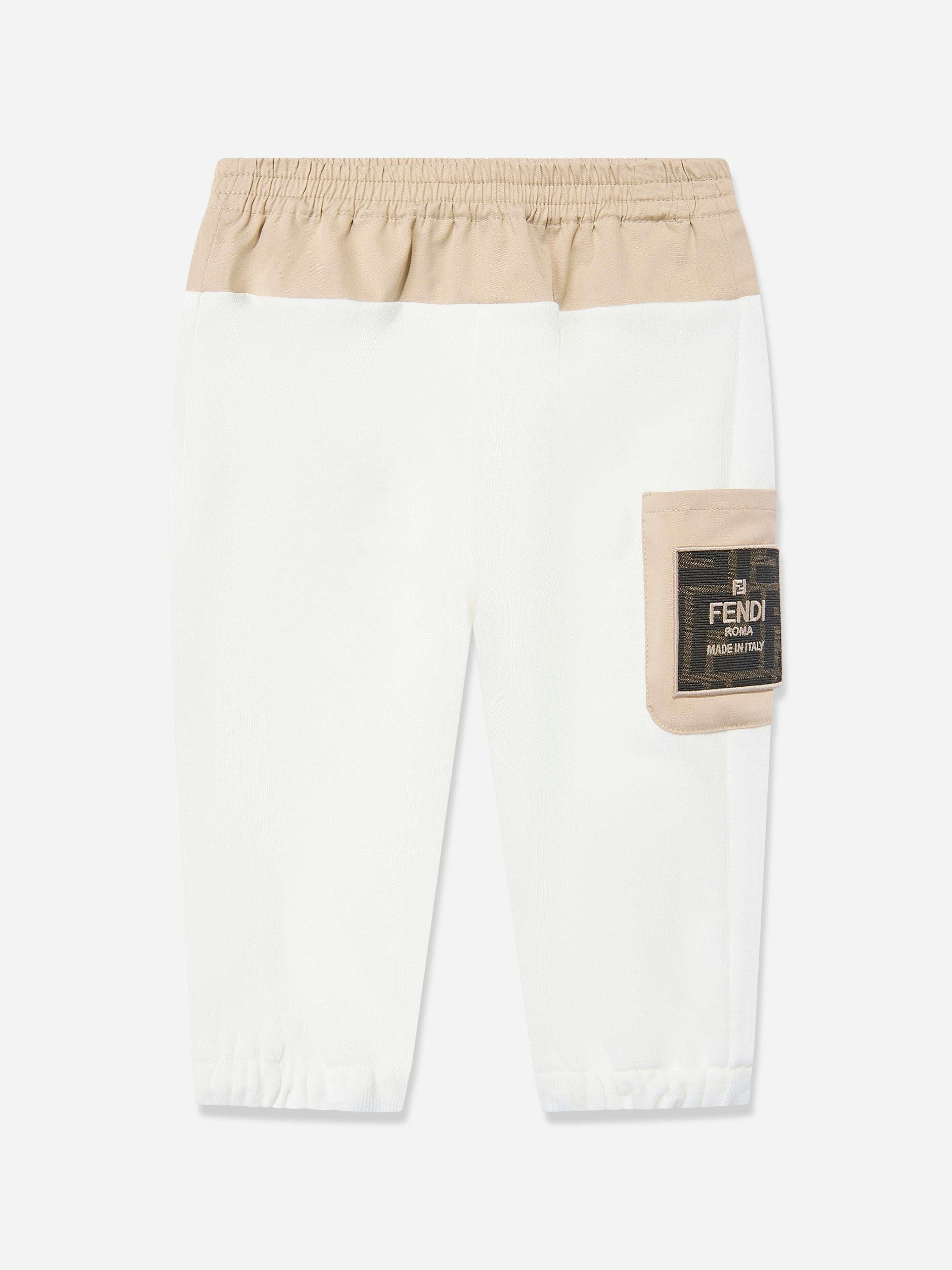 Fendi Kids Boys White Fendi Baby Logo Joggers In - 9 Mths