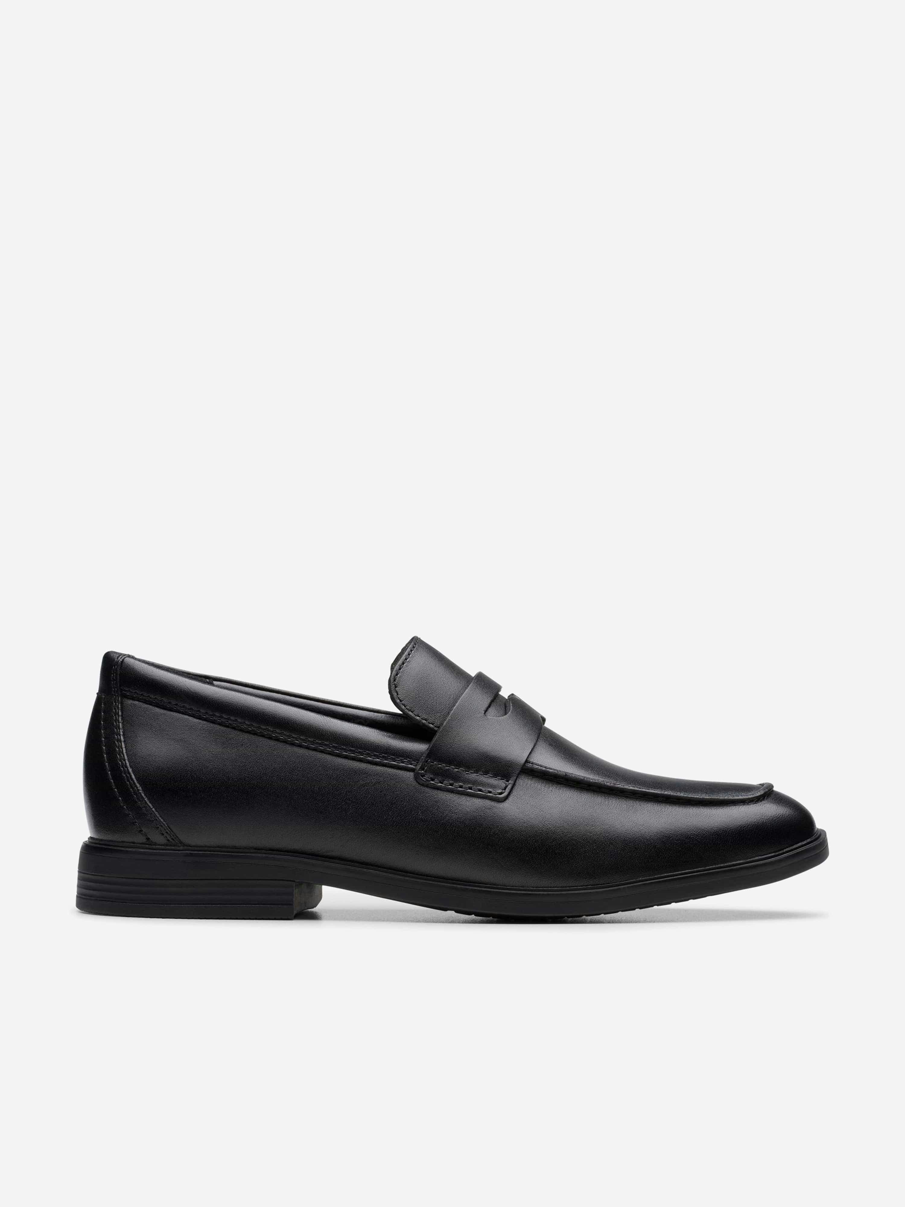 Clarks Boys Black Leather Jonwin Craft Shoes In - Eu 39.5 Uk 6.5