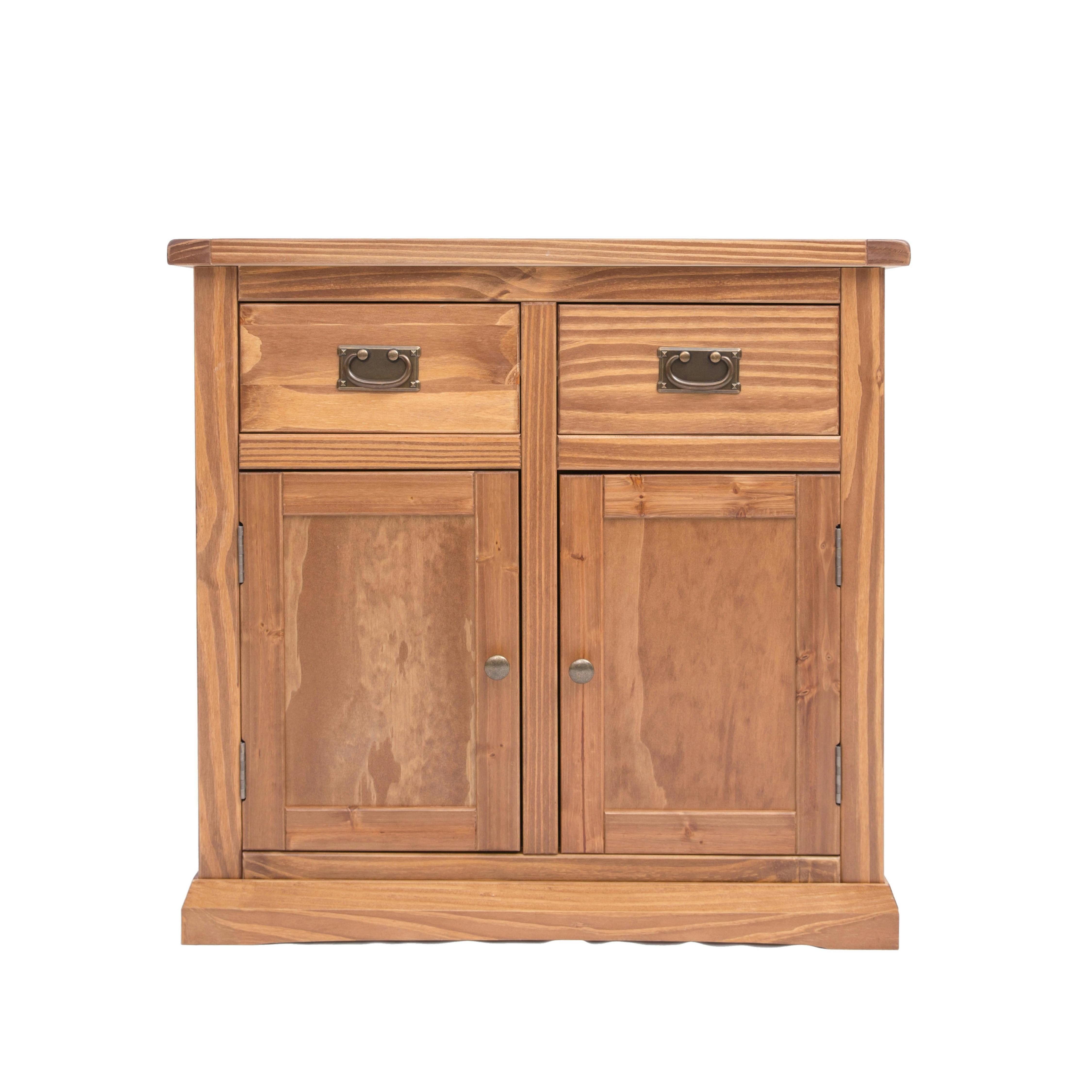 Rackhams Brown Tirolo Lacquered 2 Drawer 2 Door Sideboard Brass Drop Handle