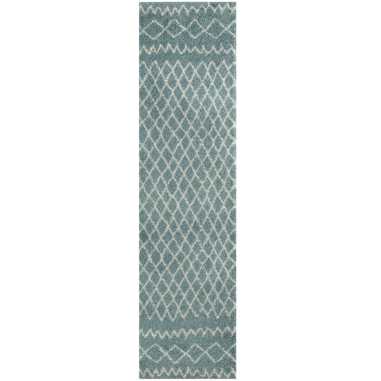Rackhams Blue Moroccan Duck Egg Shaggy Rug | 950 - 80X300 Cm - Image 2