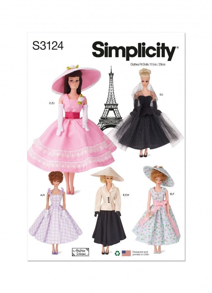 Simplicity Sewing Pattern 3124, Doll Clothes Os (One Size) - Intermediate - Os (One Size)