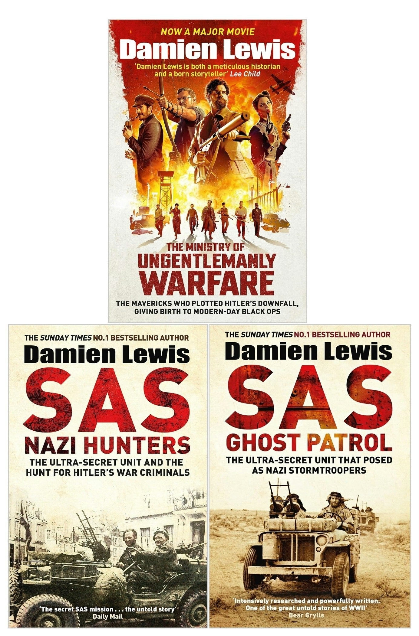 Various Publishers Damien Lewis 3 Books Collection Set (The Ministry Of Ungentlemanly Warfare, Sas Ghost Patrol, Sas Nazi Hunters)