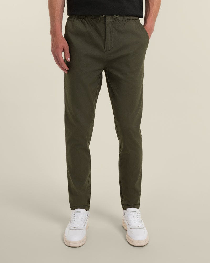 Larsson & Co Drawstring Waist Slim Fit Chino Trouser - 36R - Khaki